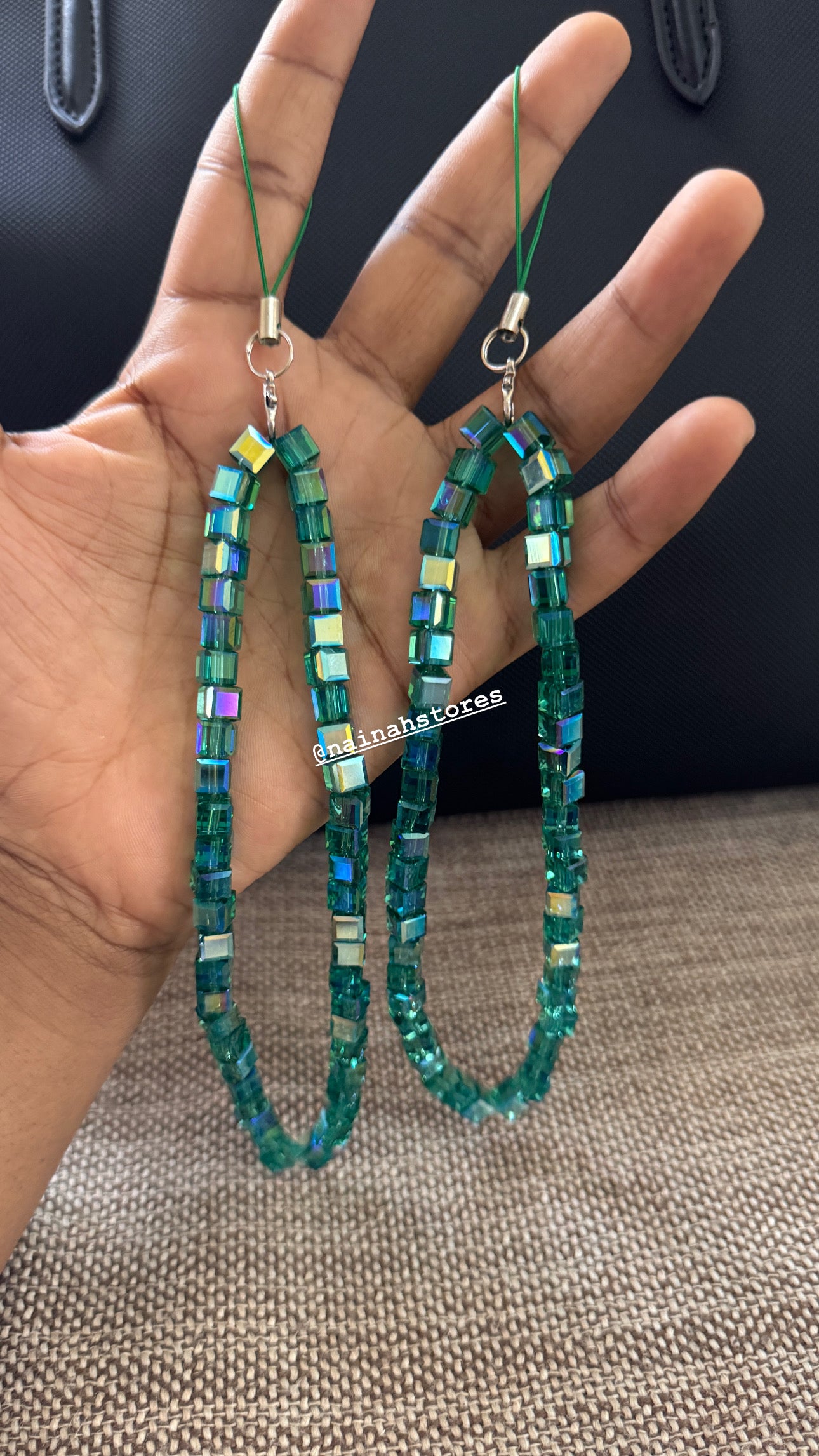 Crystal turquoise Green Luxury phone charm