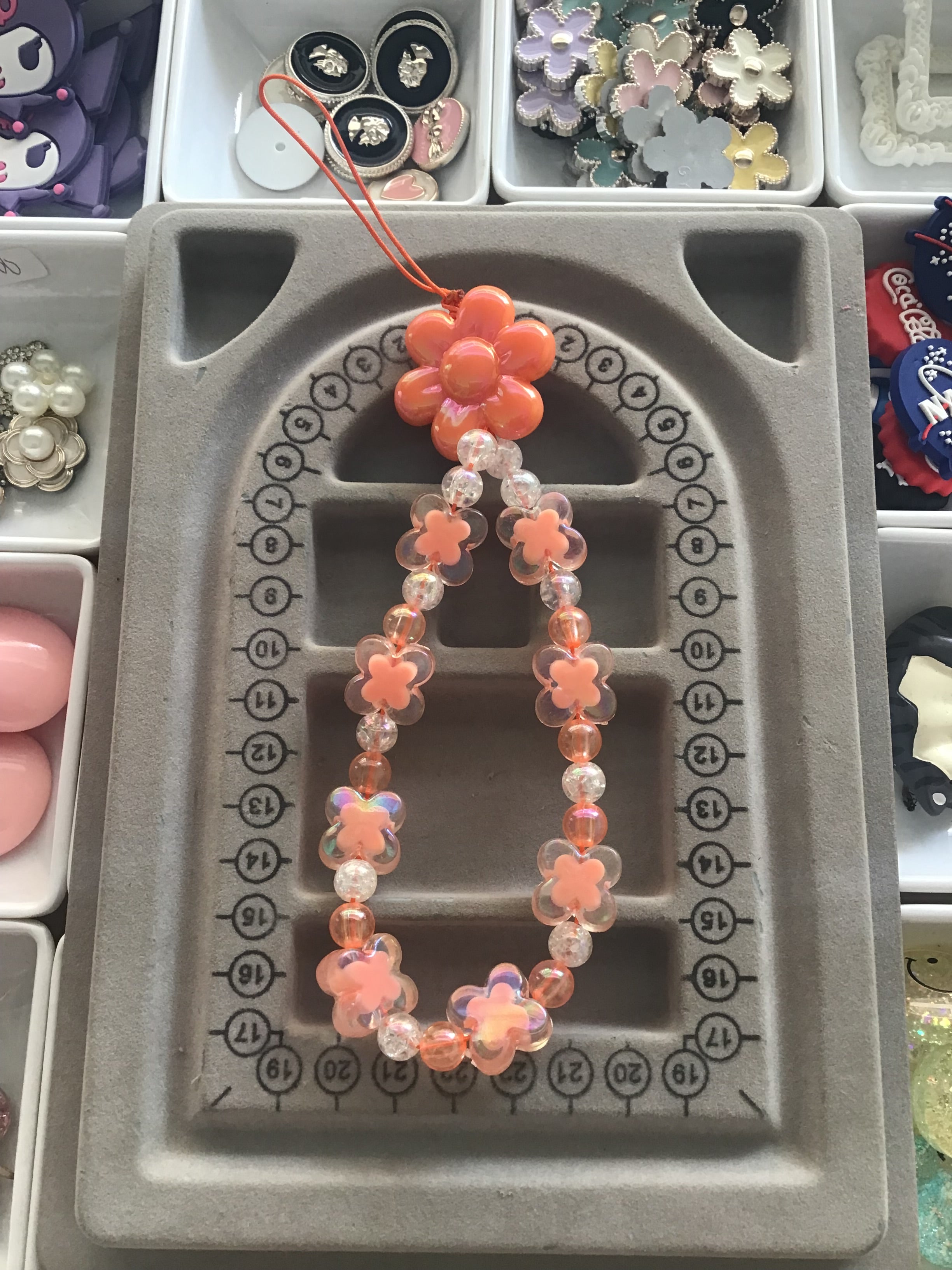 Orange flower Phone Charm