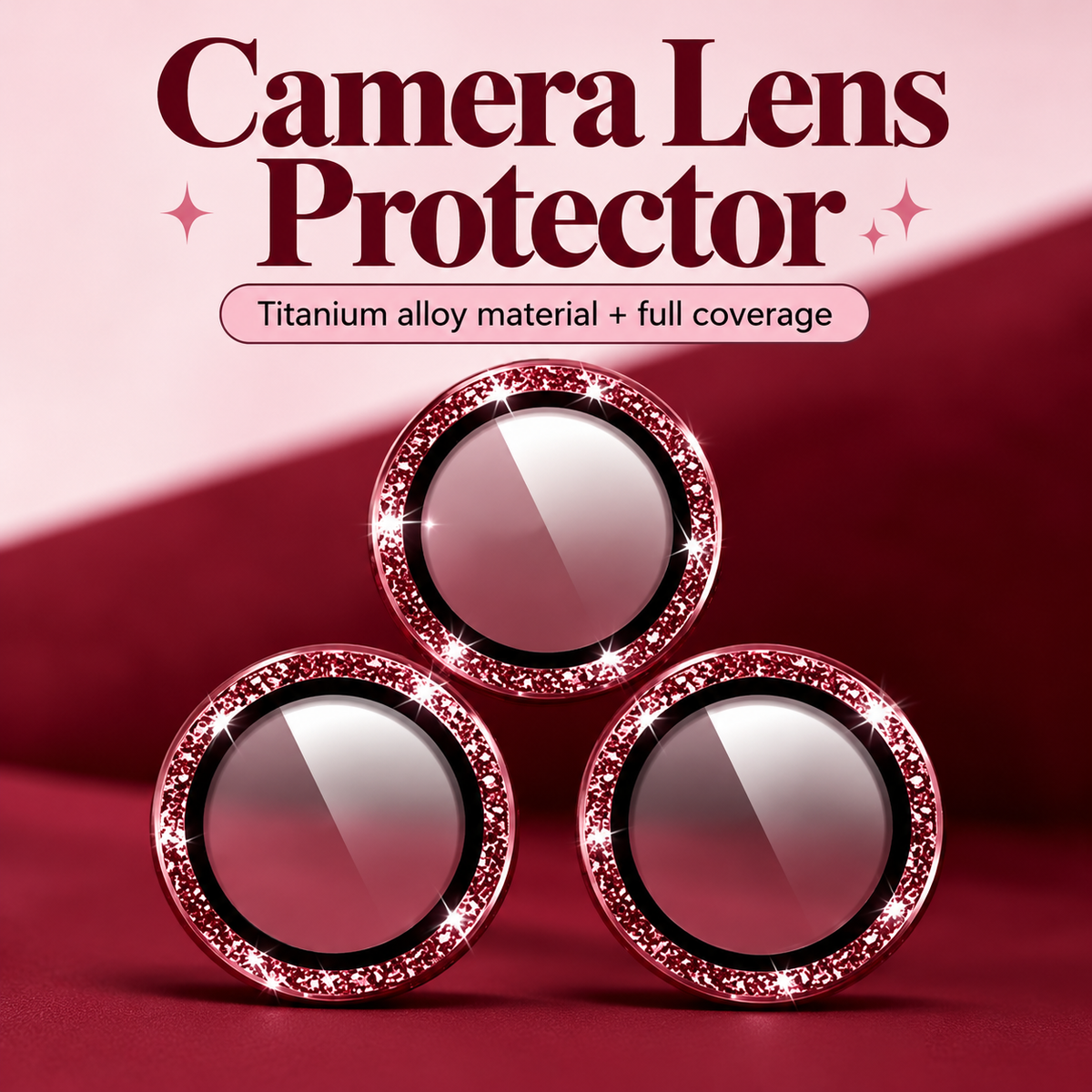 Burgundy Camera Lens Protector – Full Coverage Titanium Alloy for iPhone