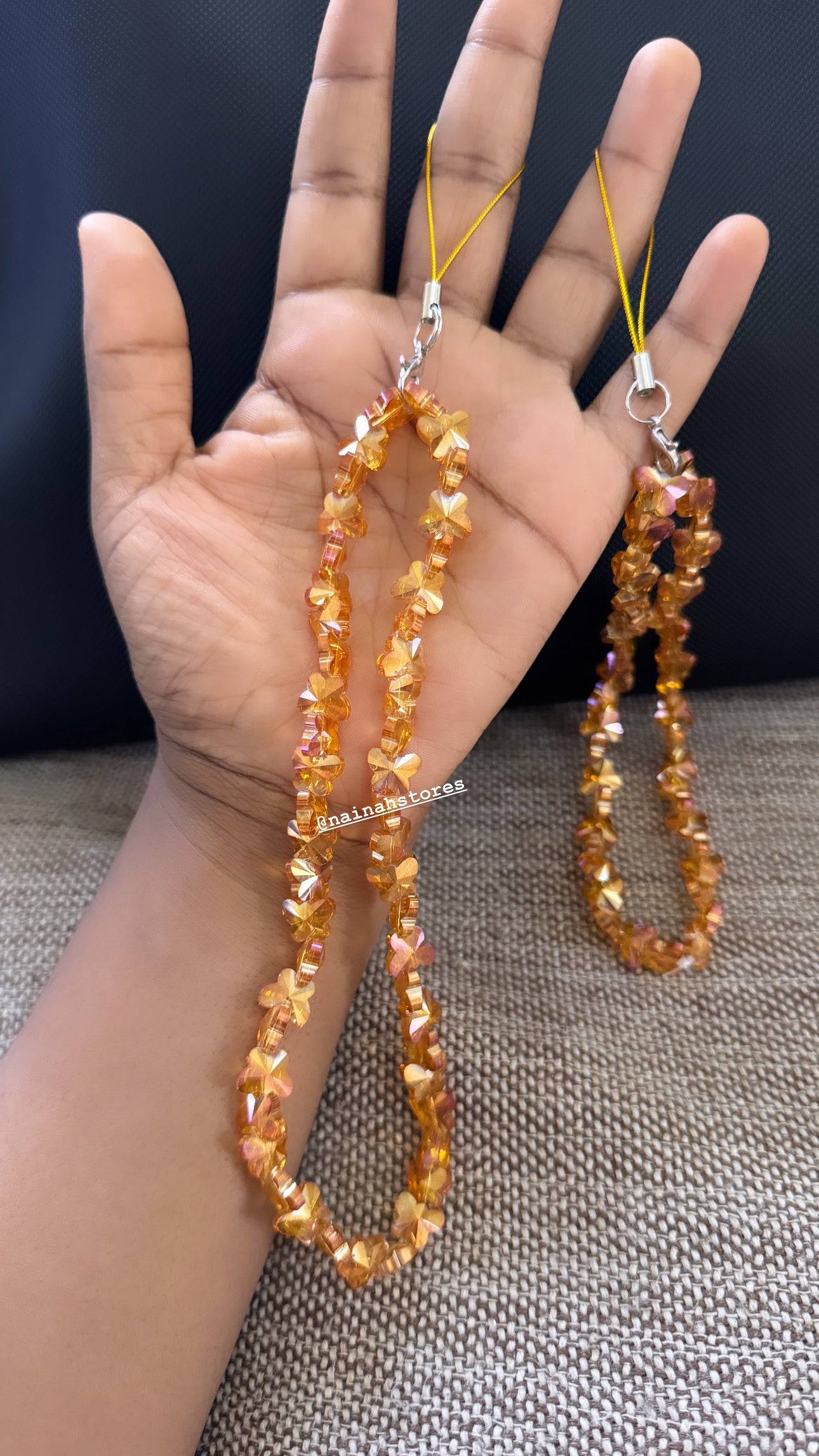 Dark orange Crystal butterfy Luxury phone charm