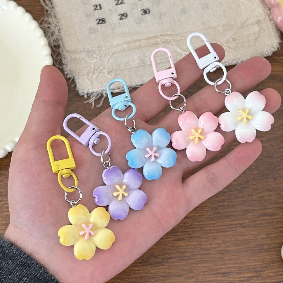Solid Color Cherry Blossom Keychain