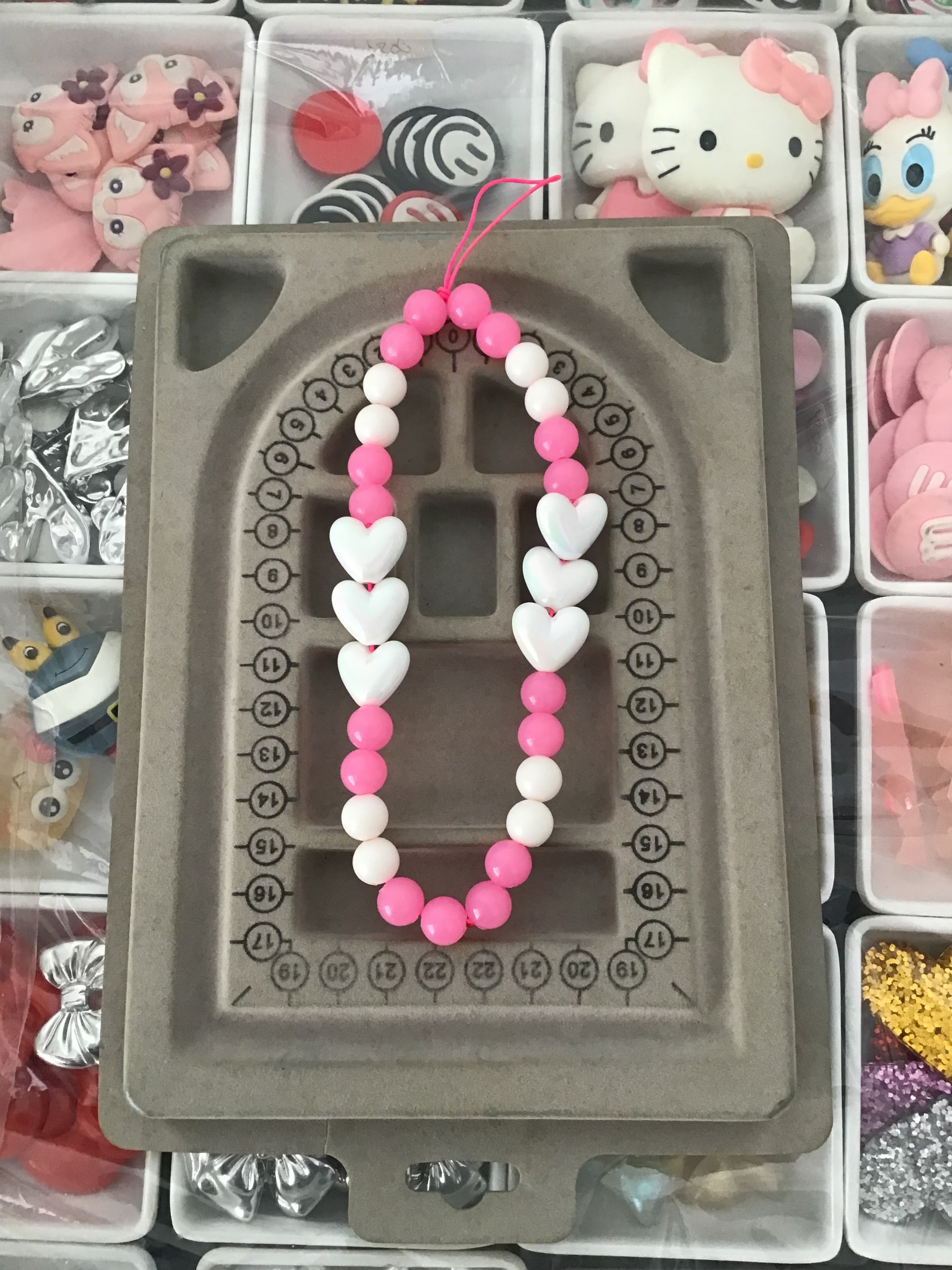 White heart pink Phone Charm