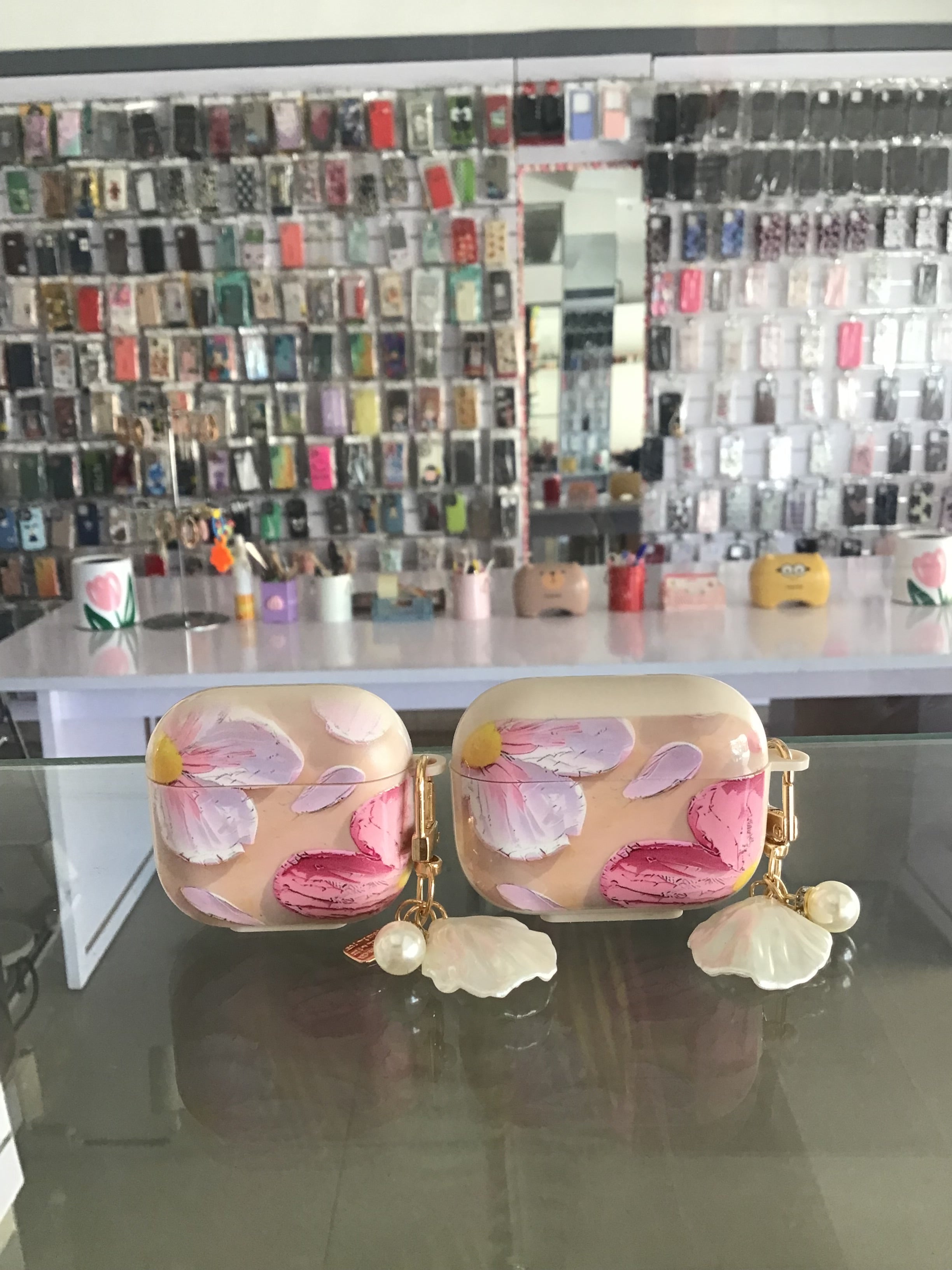 Floral Charm AirPods Case – Petals & Pearl Edition