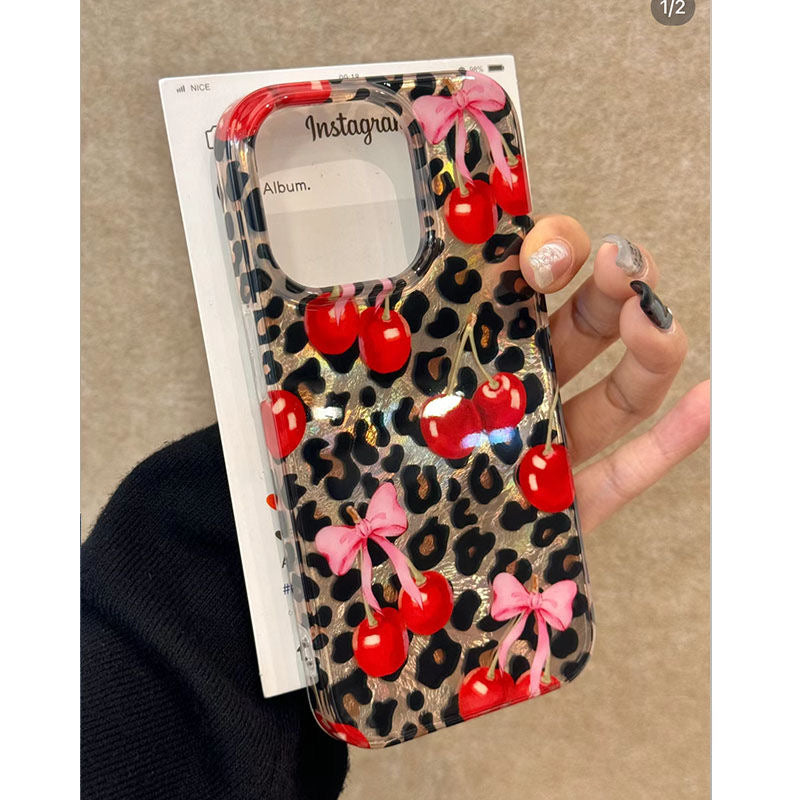 Cherry Leopard Print iPhone Case