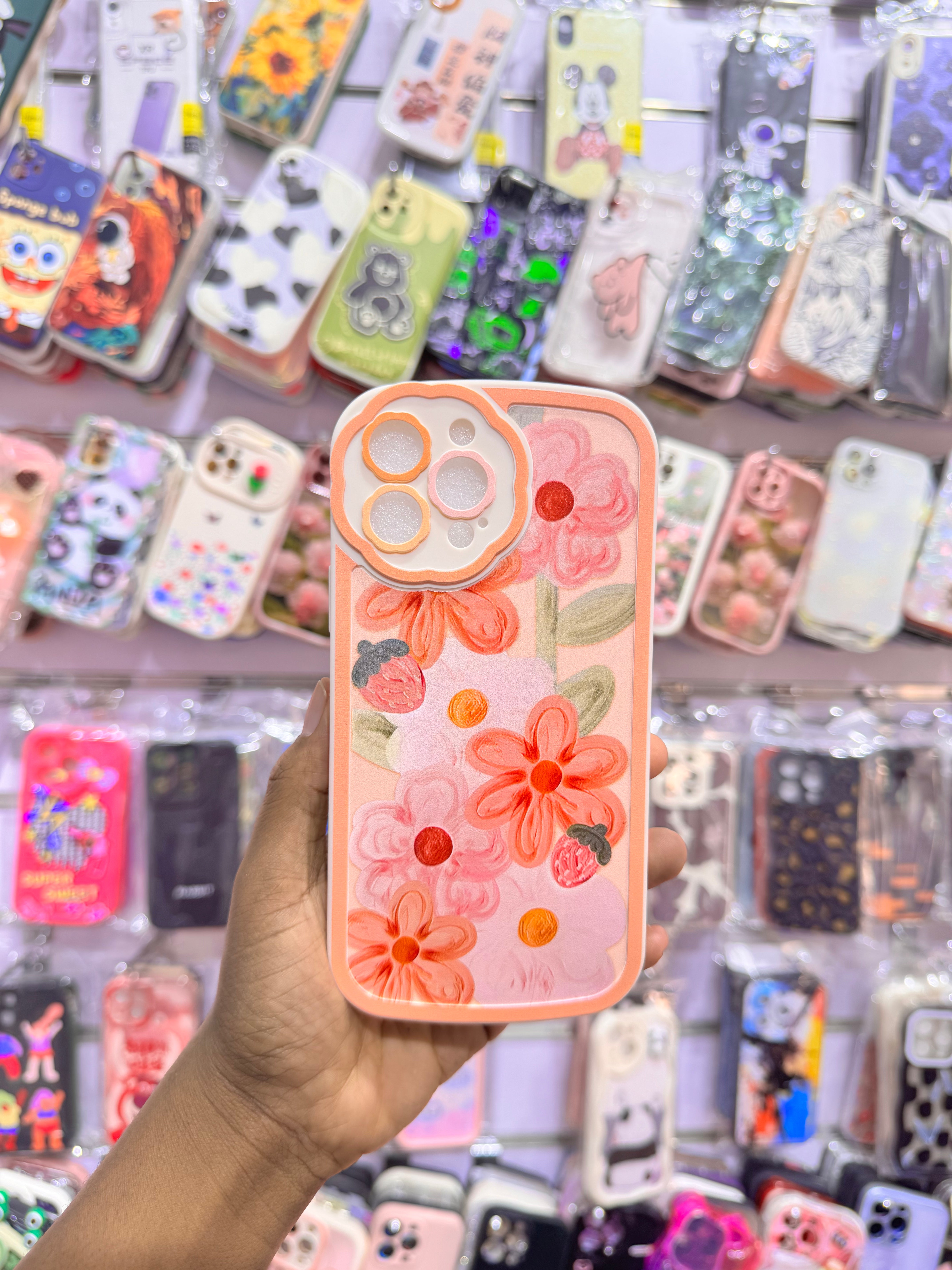 Peach Floral Case For IPhones