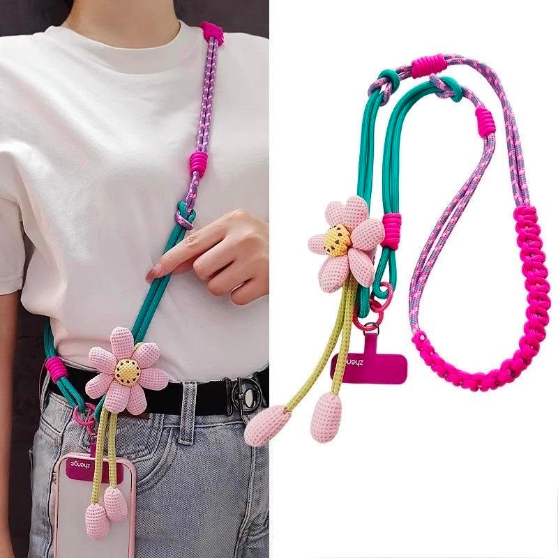 Floral, Handmade woven, durable, outdoor anti-lost strap