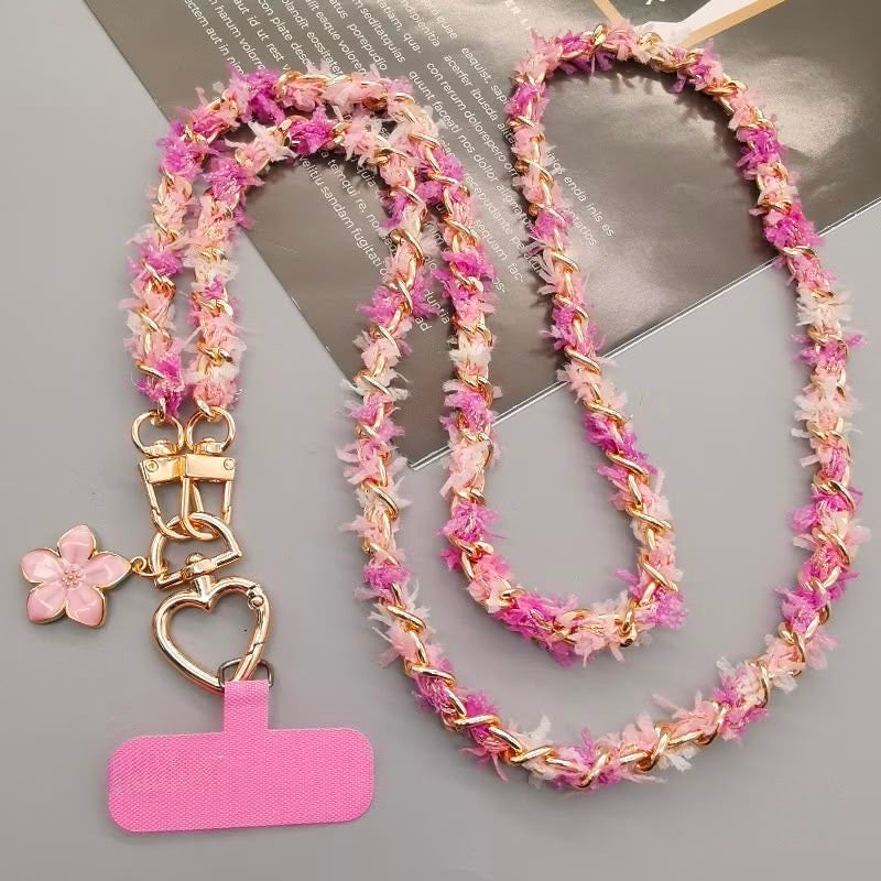 Blush Tweed Phone Lanyard.