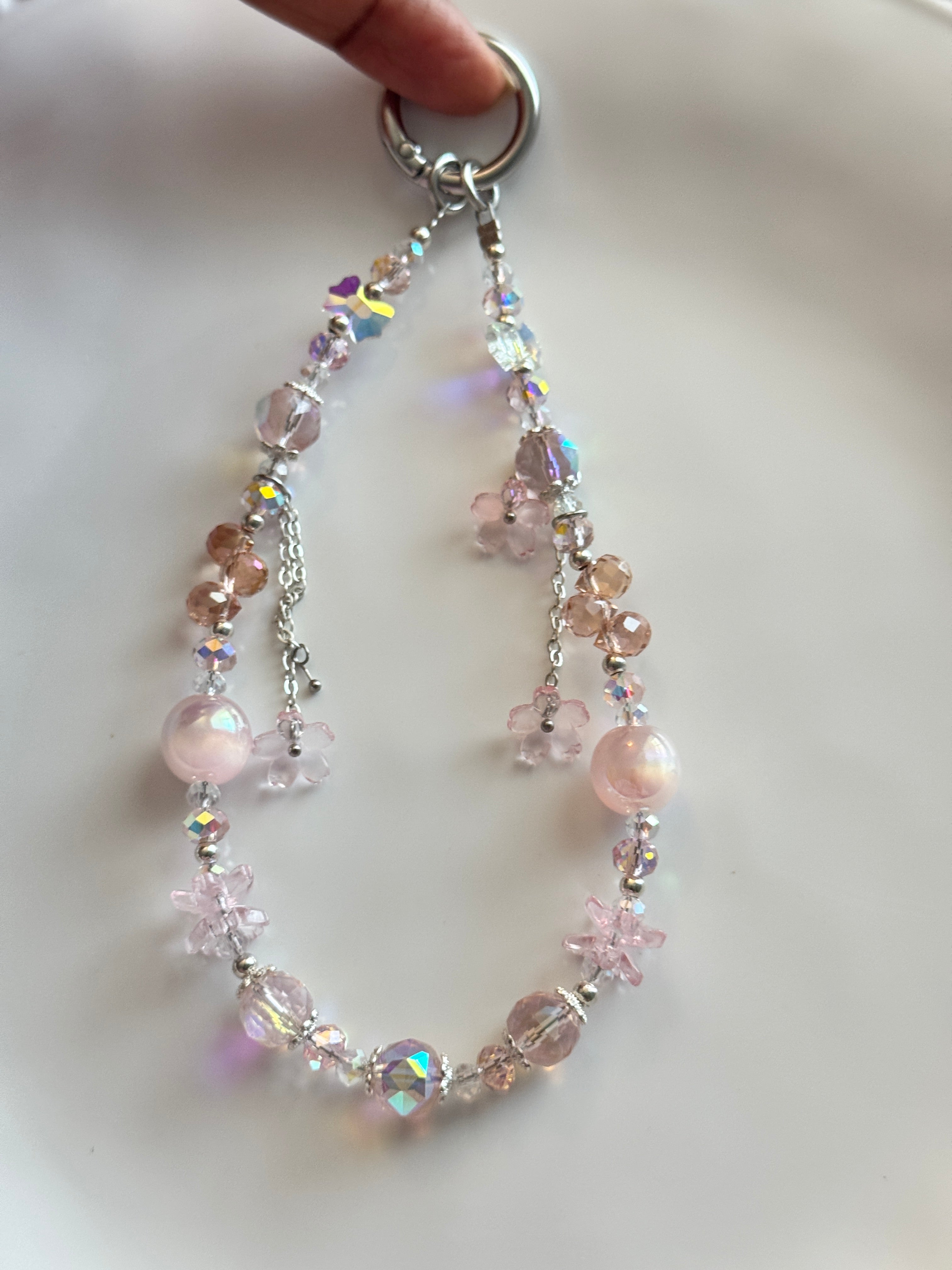 Crystal Pink Butterfly Phone Charm