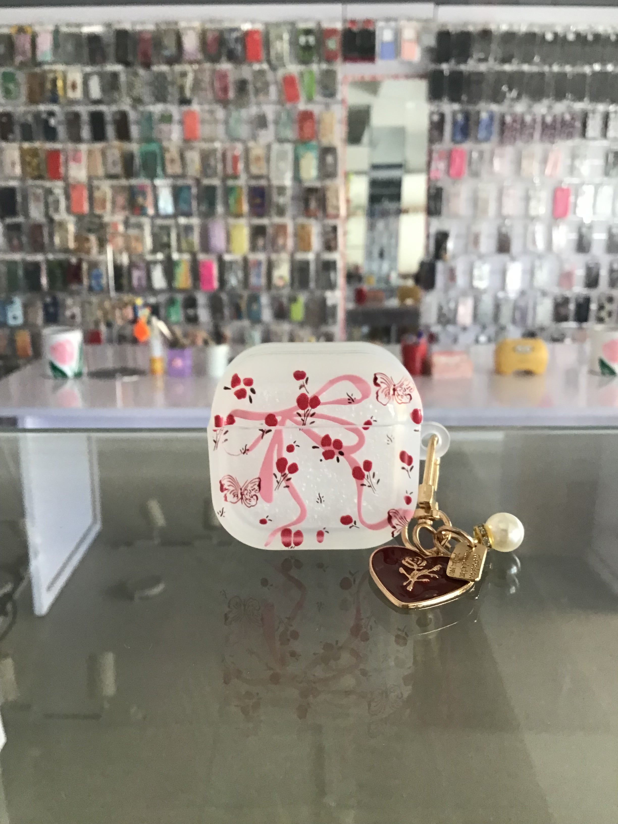 Blossom Bow AirPods Case with Heart Charm