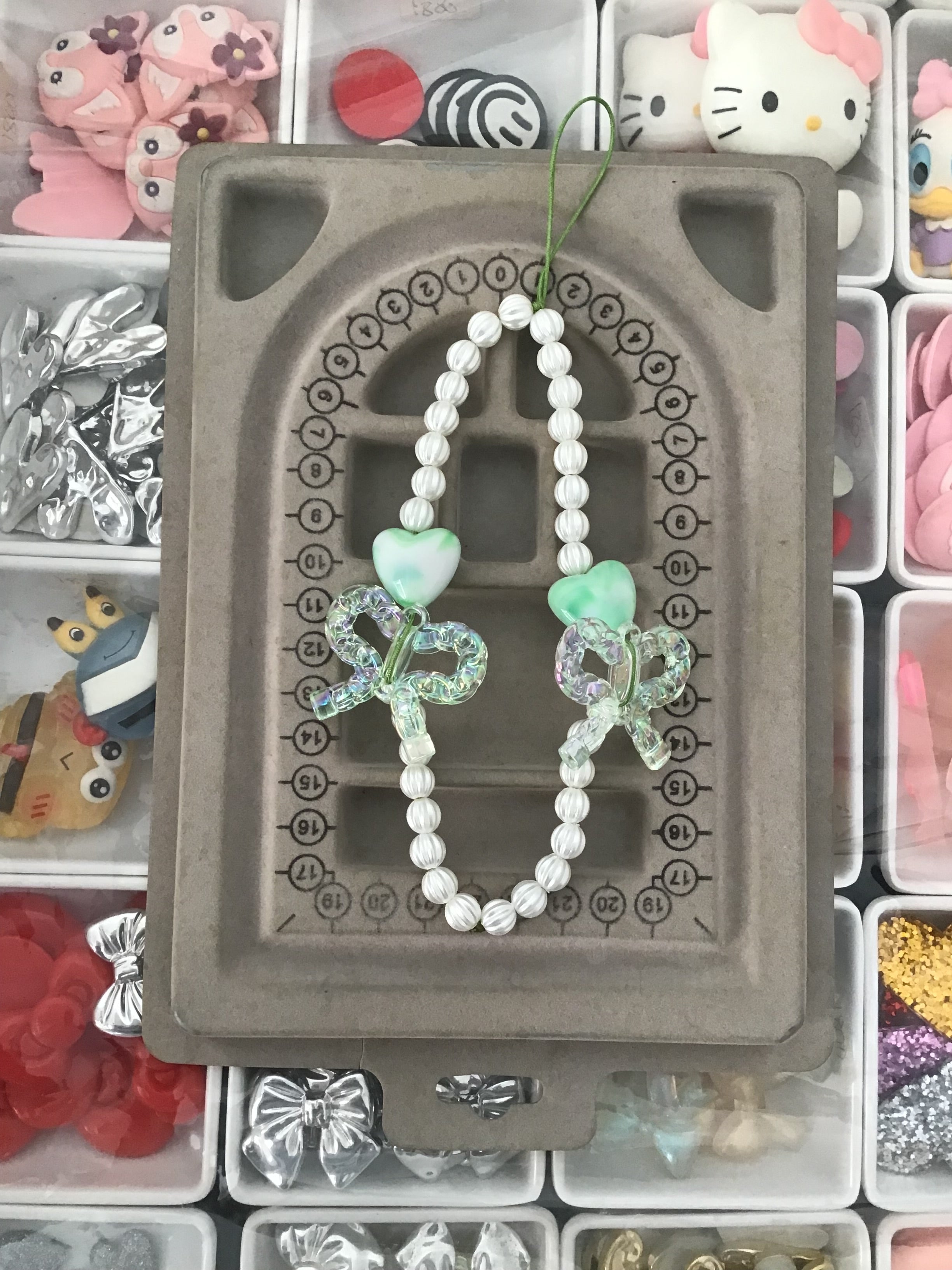 Green Hearts Phone Charm