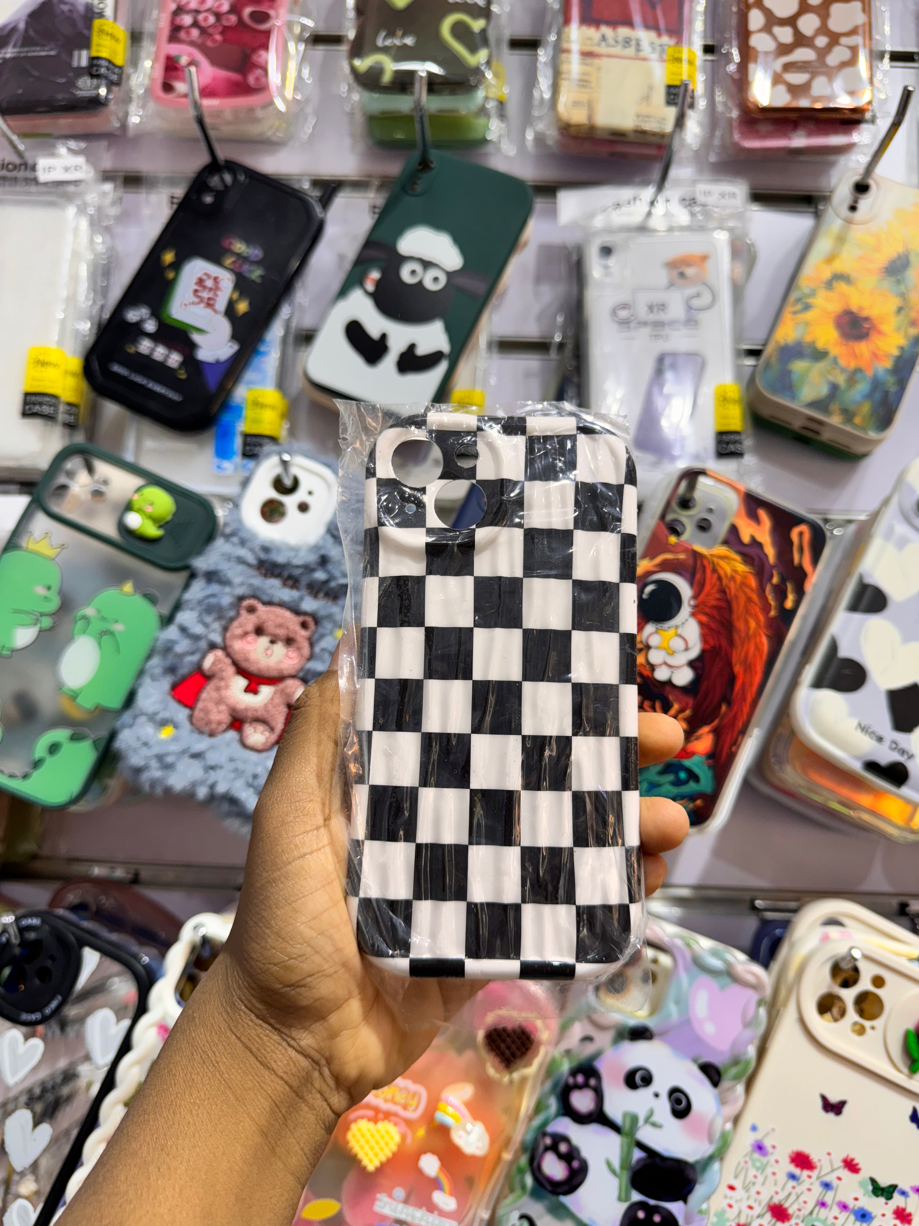 White Black Grid Case For iPhones