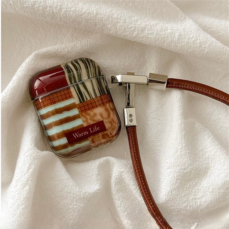 Warm Life Patchwork AirPods Case with Leather Strap