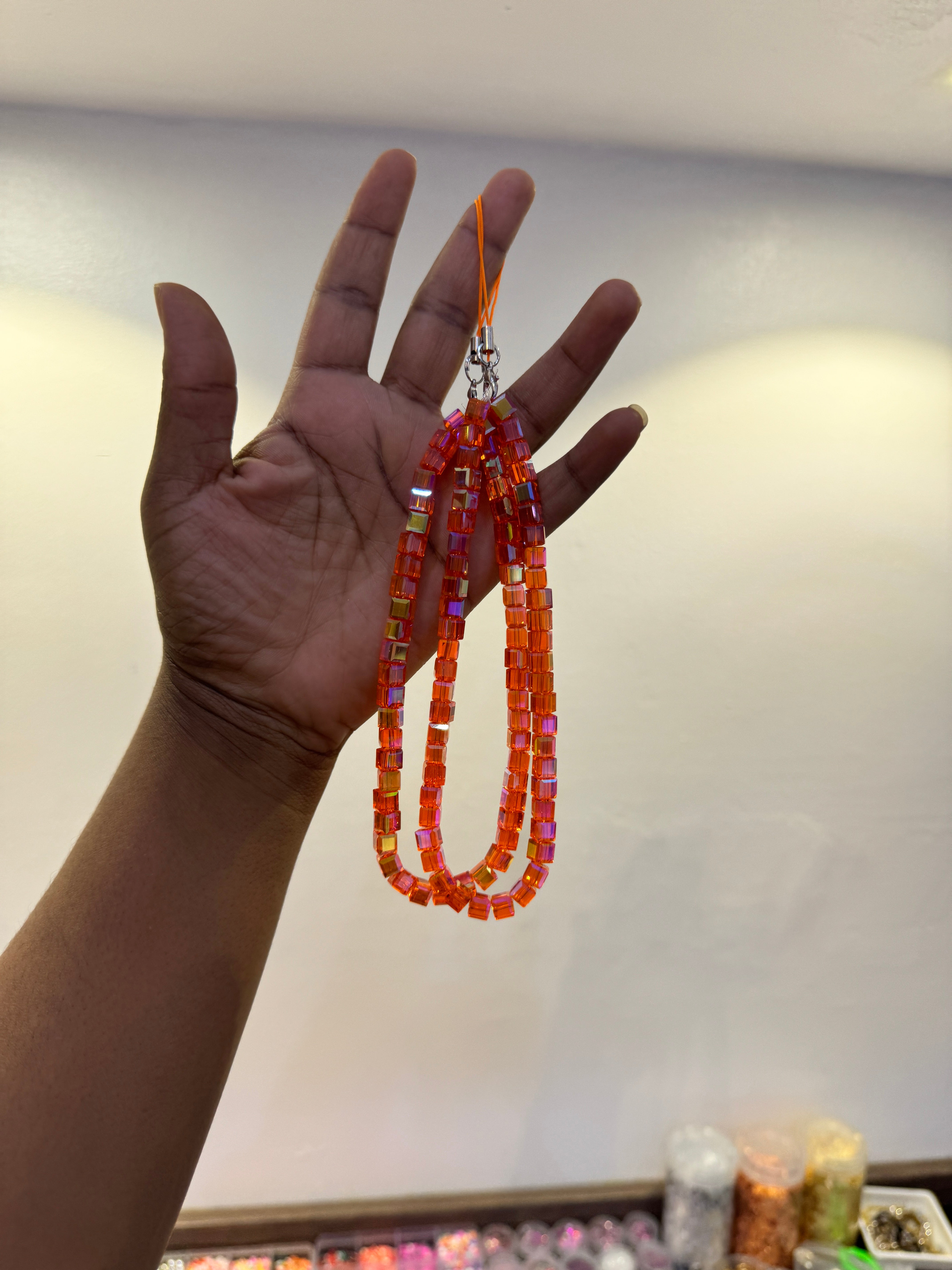 Orange crystal Phone Charms