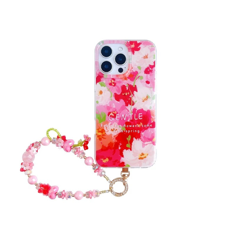 Floral Romance Case with Phone Charm