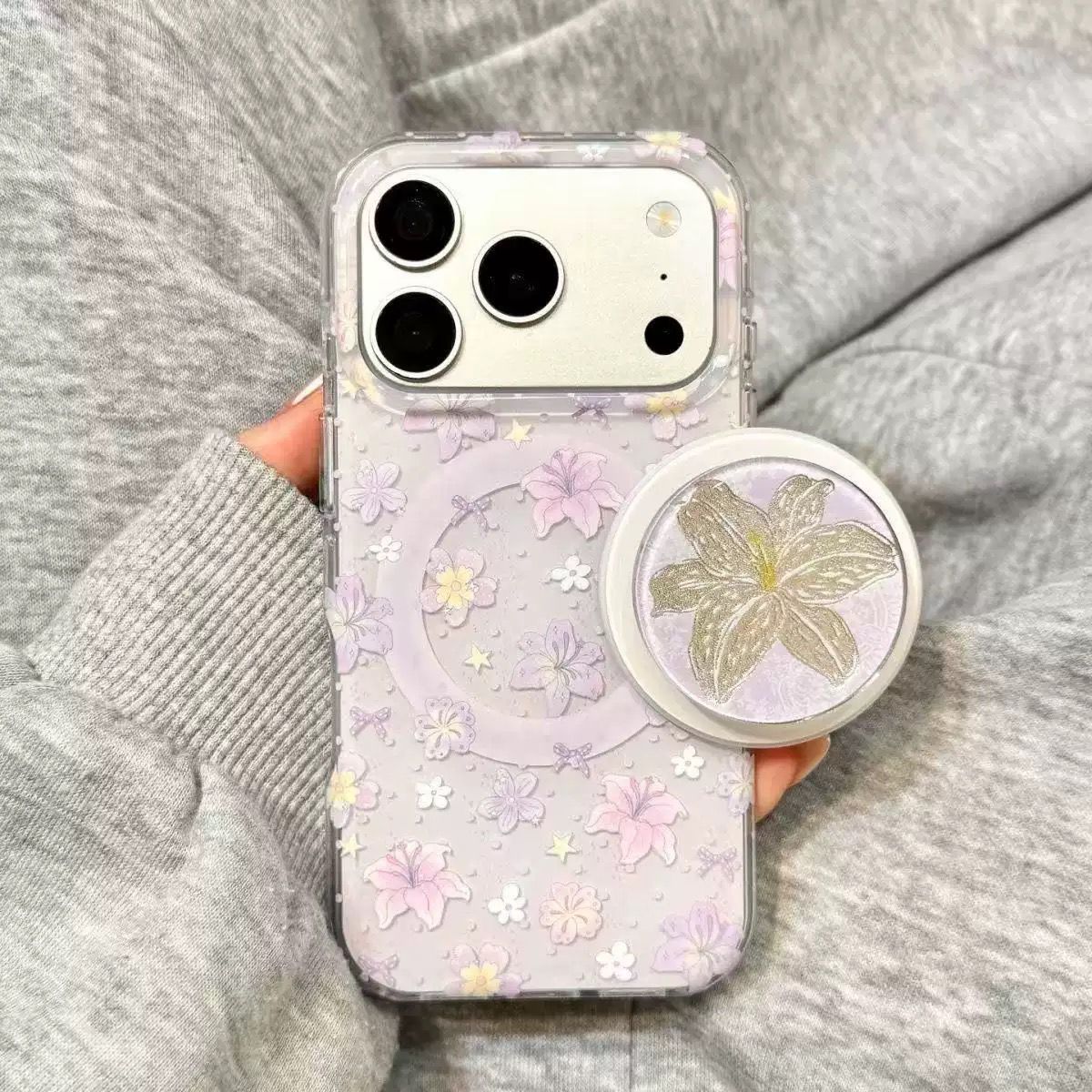 Lily flower Magnetic Case With Grip For IPhones