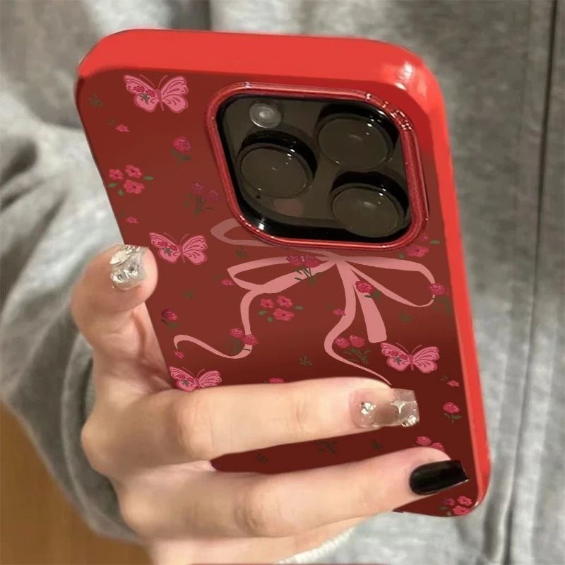 Pink Bow Red Case For Iphones