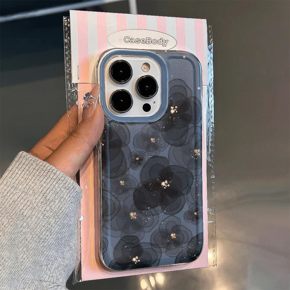 Black Ink Flower iPhone Case For iPhones