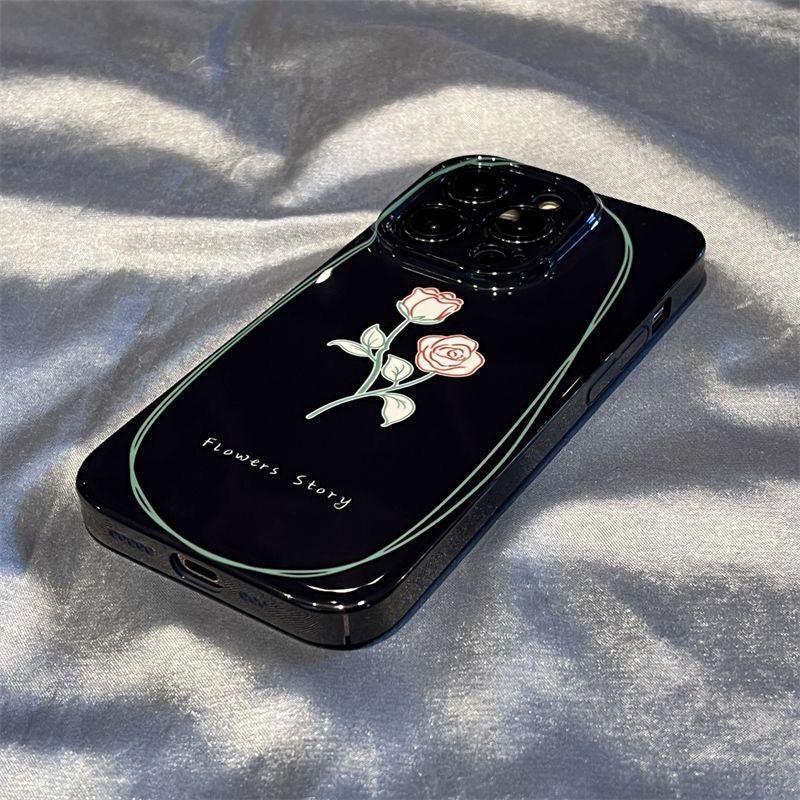 Purple Minimalist Pink Rose Flower Case