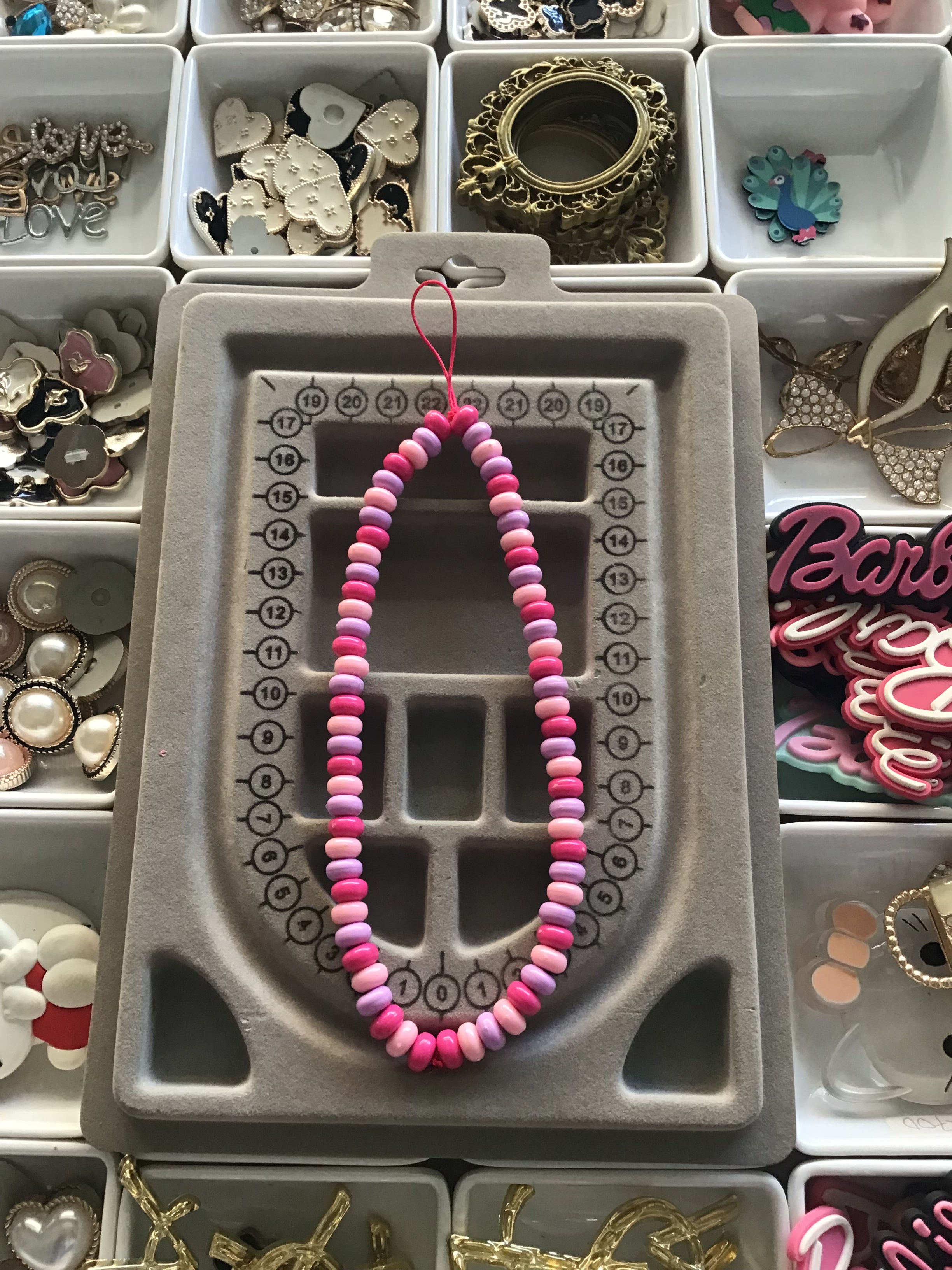 Pink,dark pink & purple phone charm