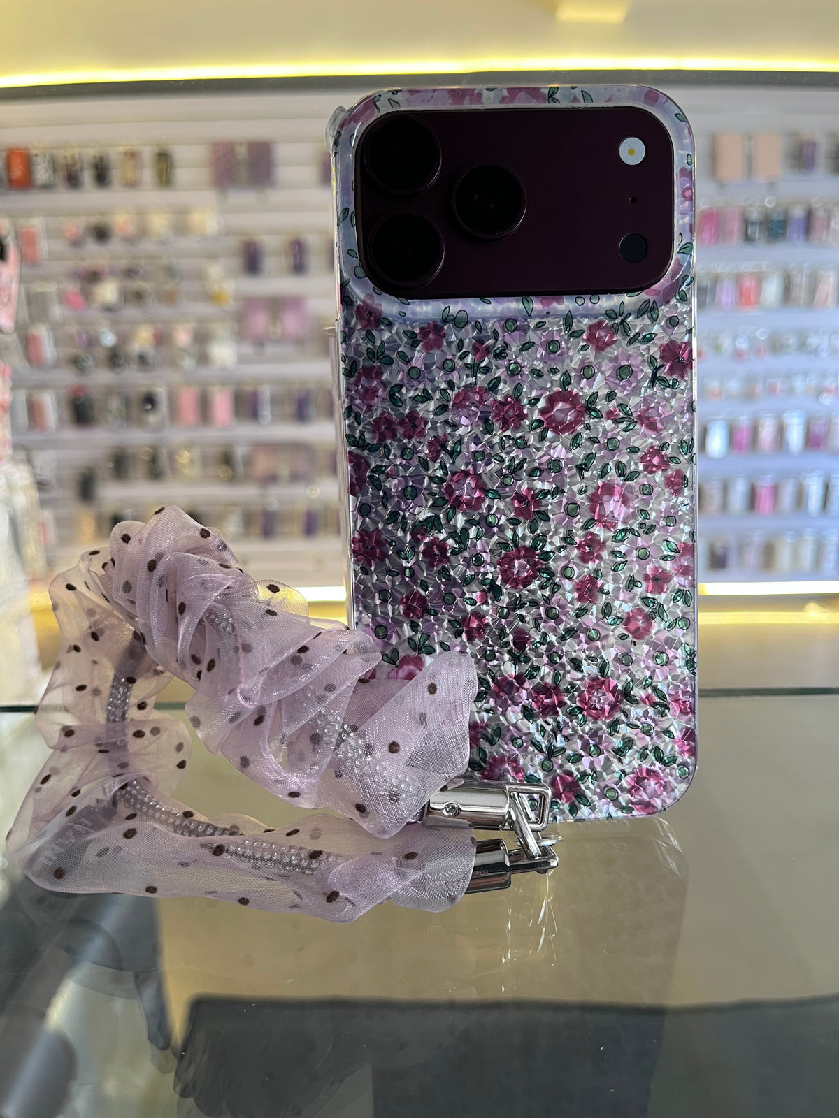 Sparkling Floral Case With Strap For iphones