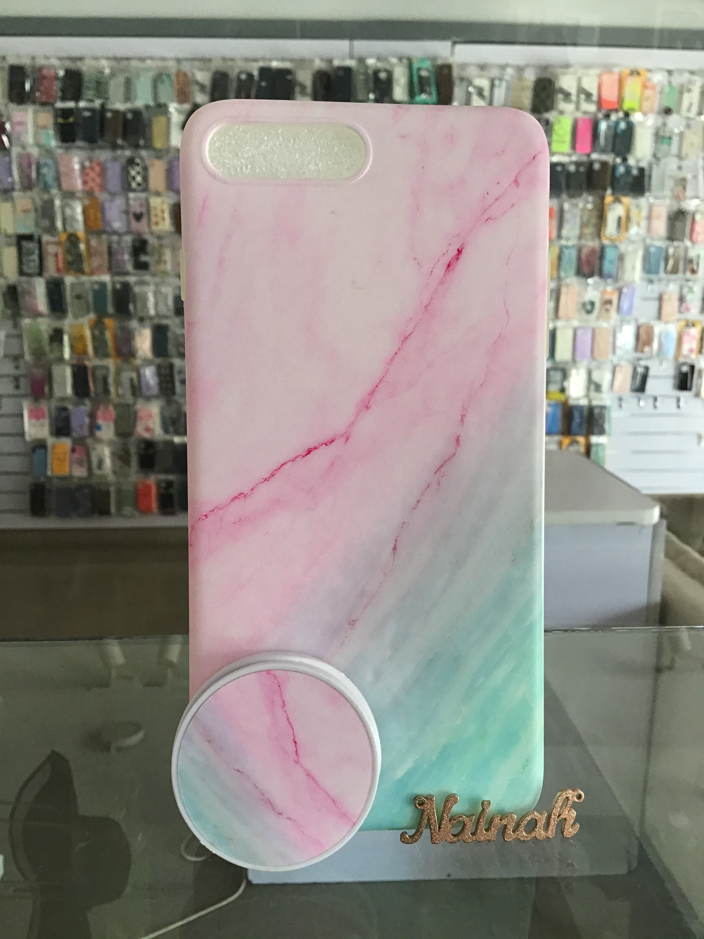Pink marble case With Grip Case For iPhone