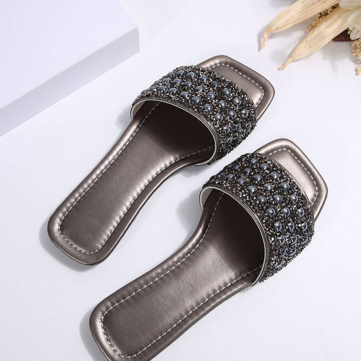 Rhinestone Square slide Sandals