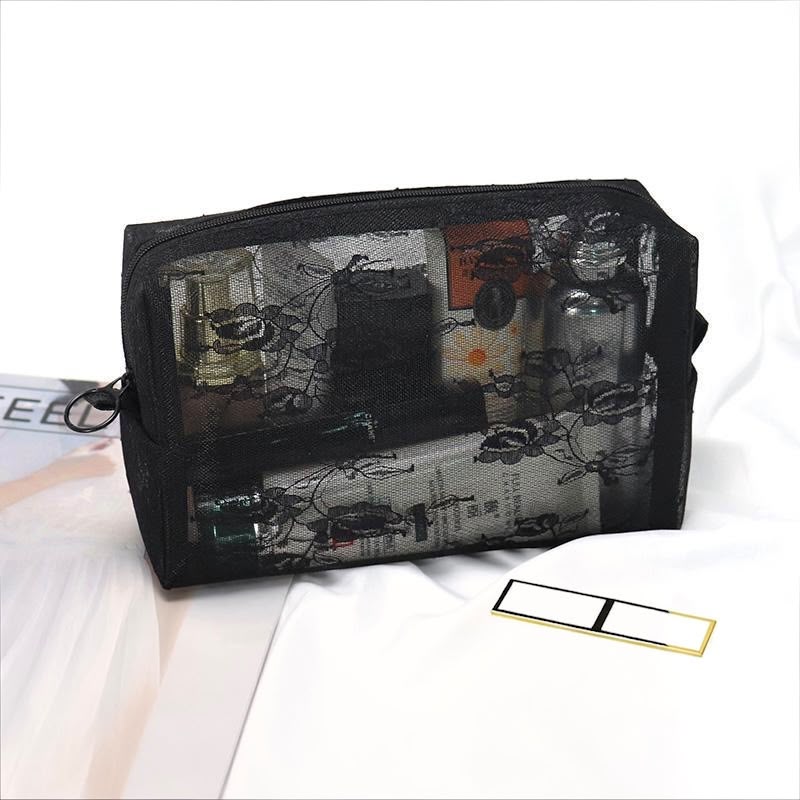 Large Black Mesh Makeup Bag