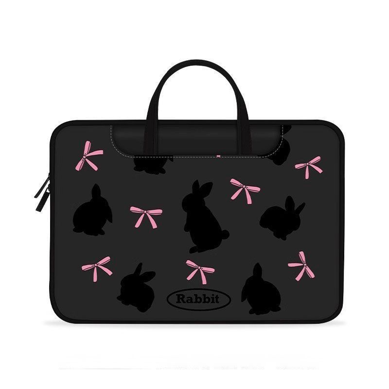 Black rabbit & pink bow laptop bags