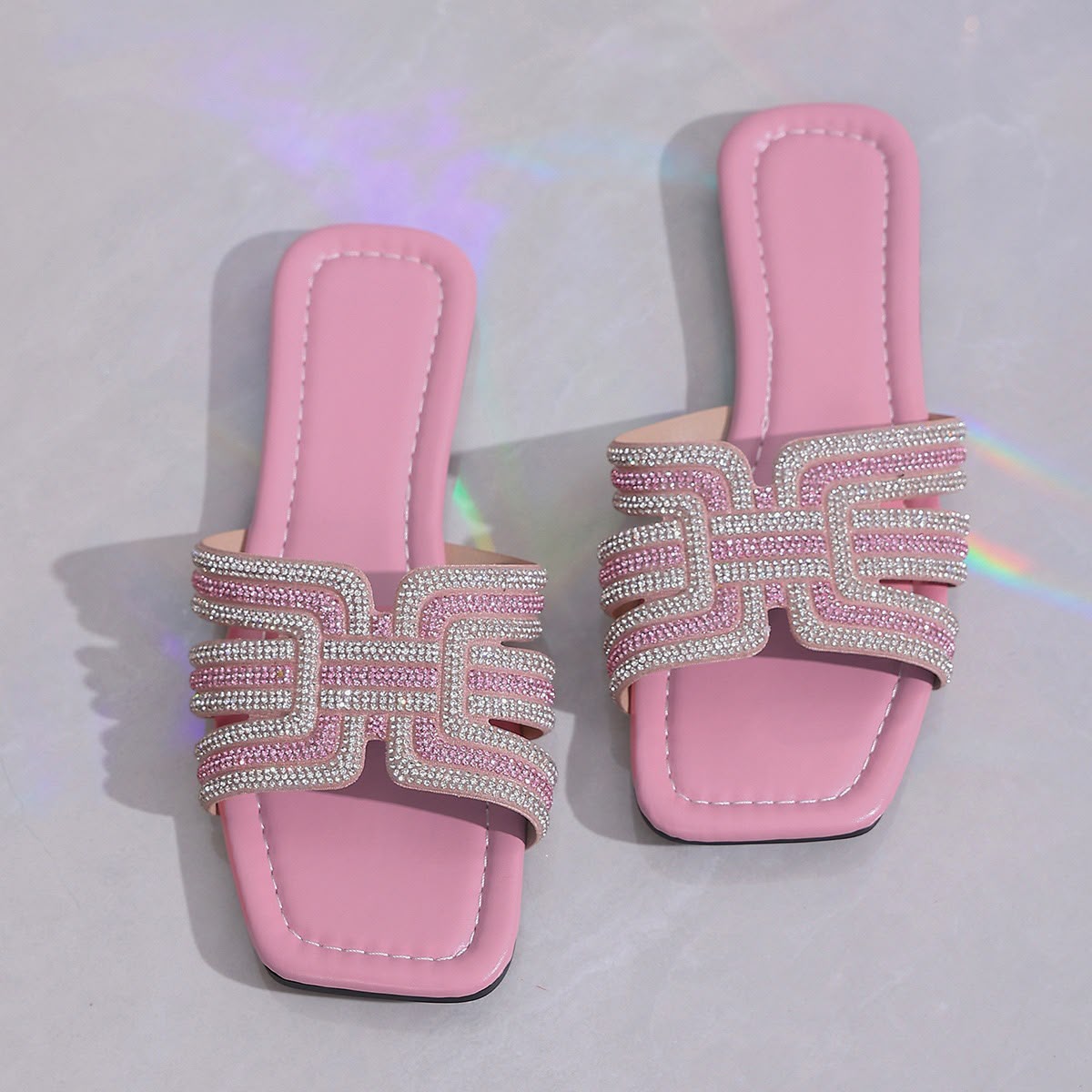 Rhinestone H slide Sandals