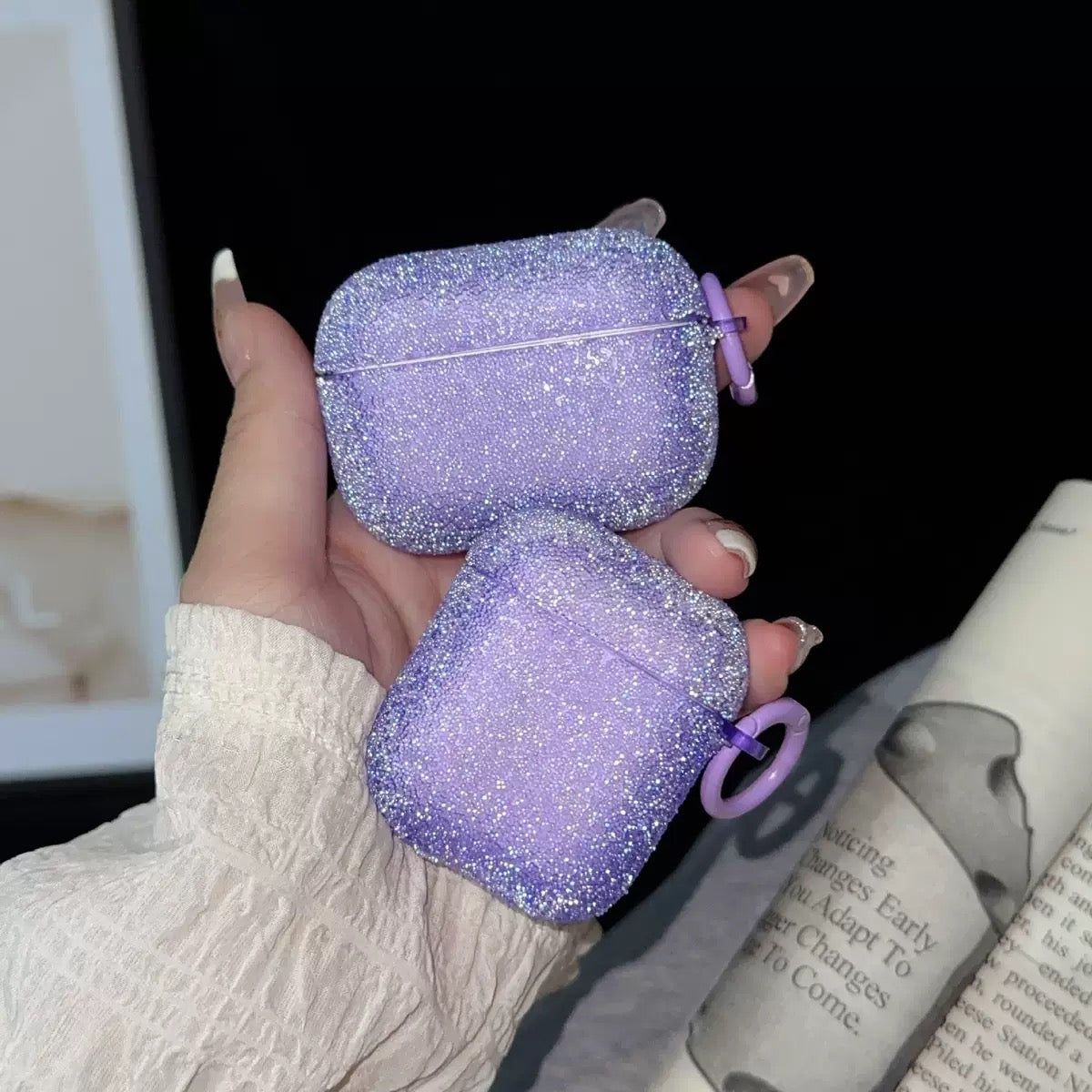 Fuzzy Glitter AirPods Case with Buckle