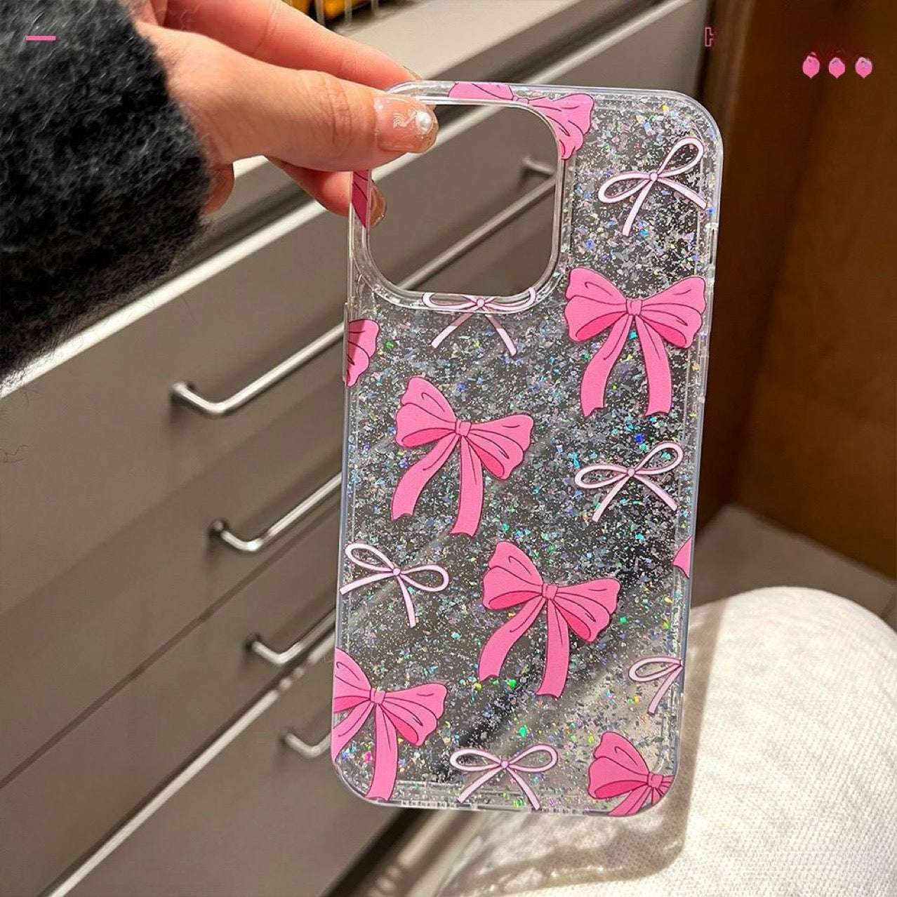 Pink Bow Glitter iPhone Case