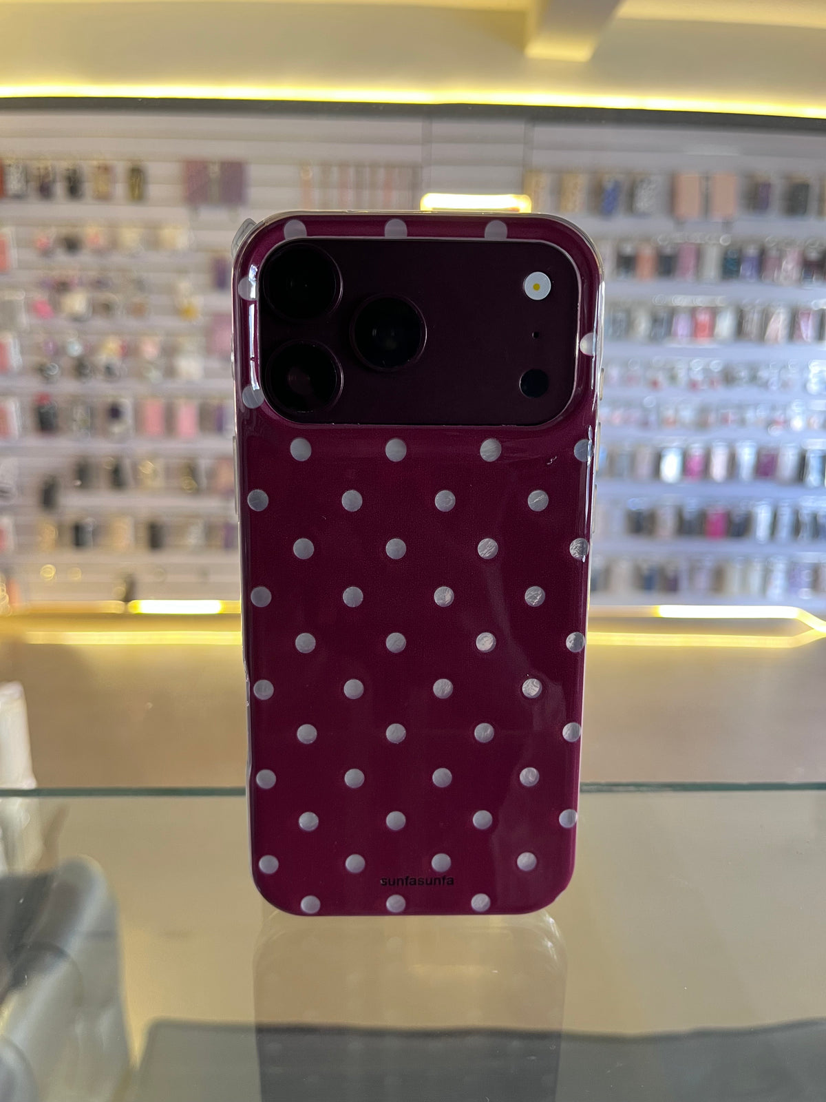 Burgundy Hollow Out Polka Dot Pattern Case For iphones