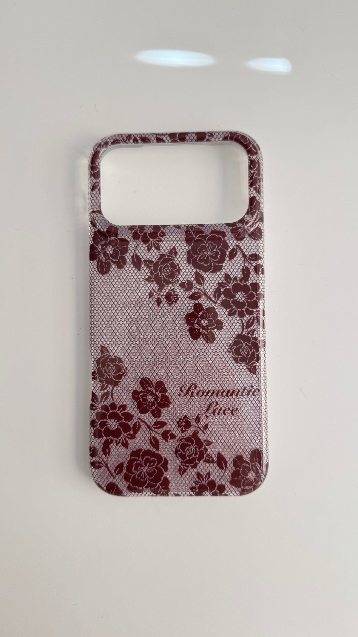 Burgundy Red Lace  Rose Pattern Case For iPhones