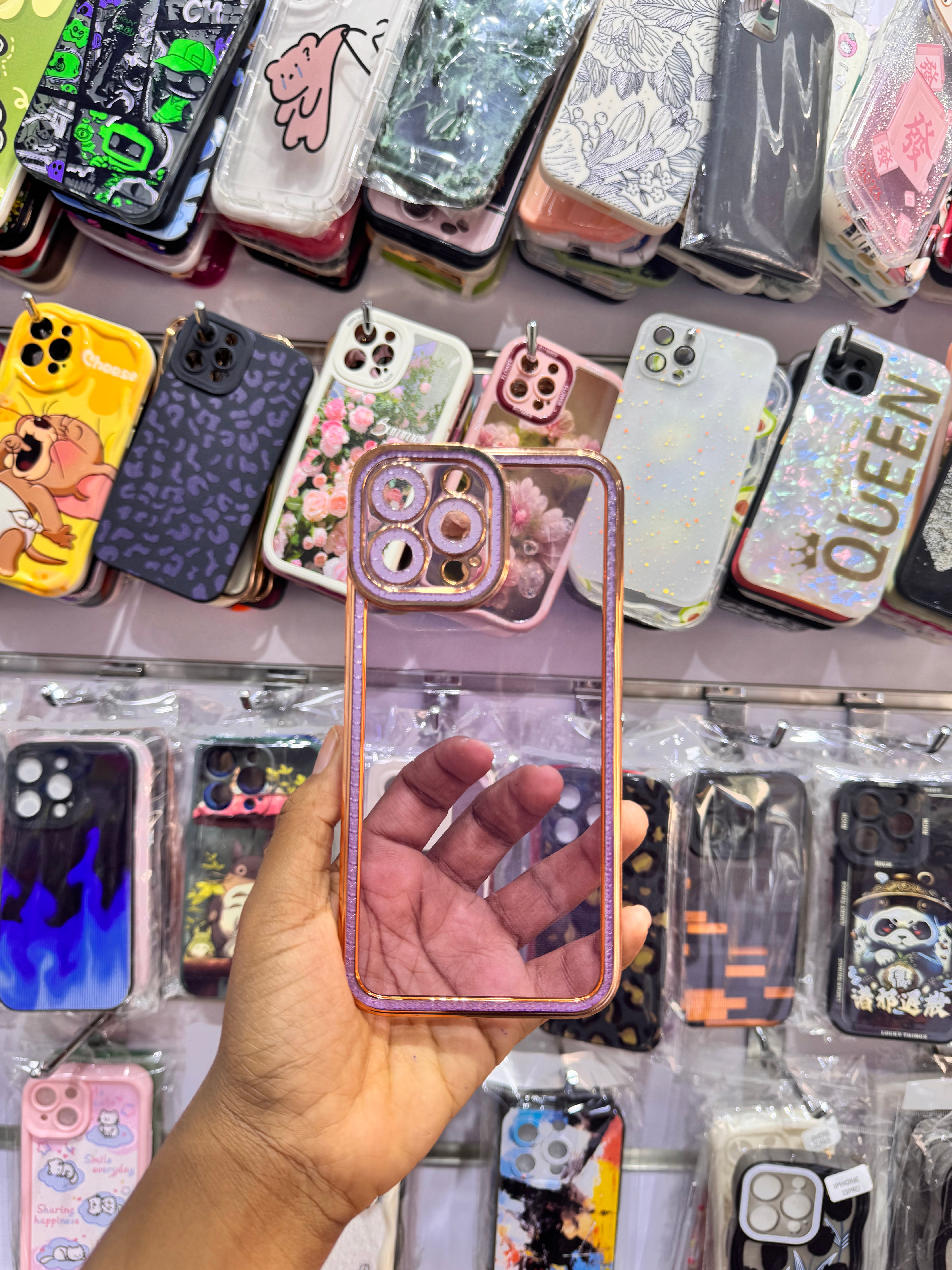 Gold Edge Stone Transparent Case For IPhones