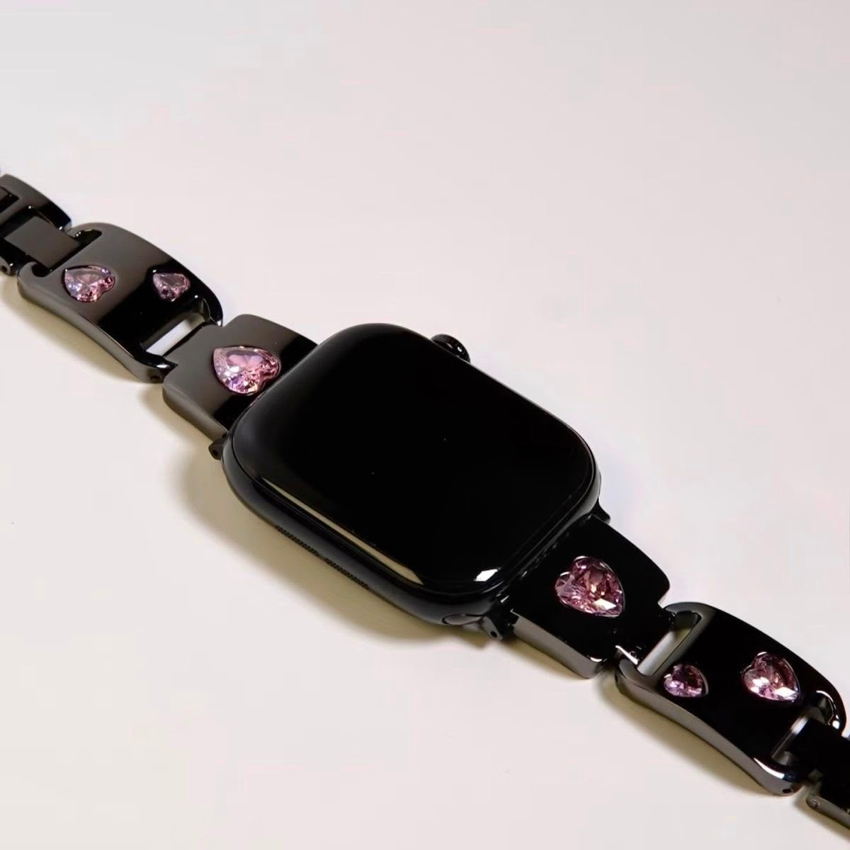Heart Shaped pink diamond Heart Watch Band