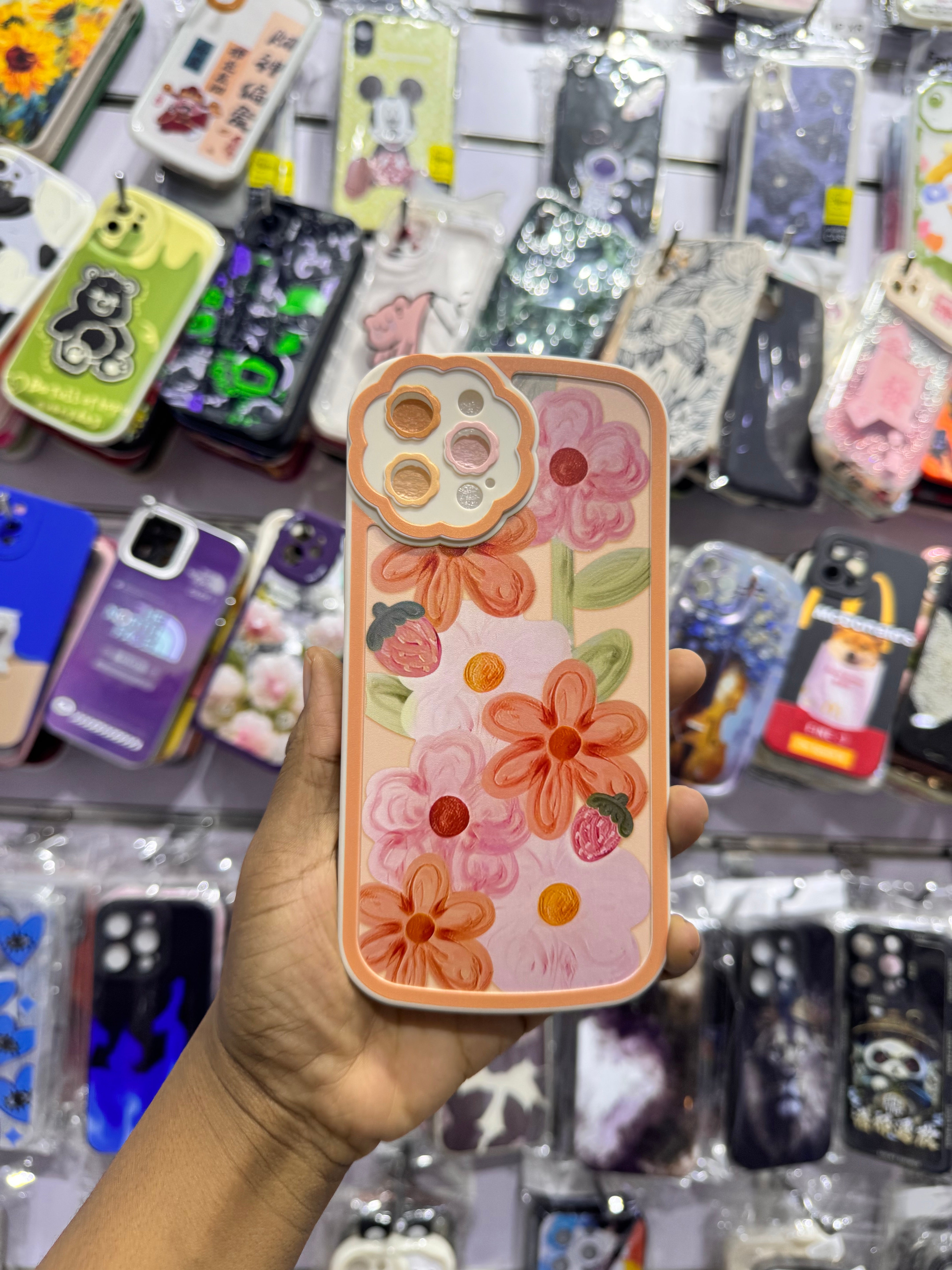 Peach Floral Case For IPhones