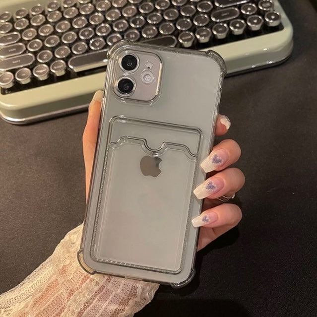 Card Holder Transparent  Case For iPhone 7/8 plus