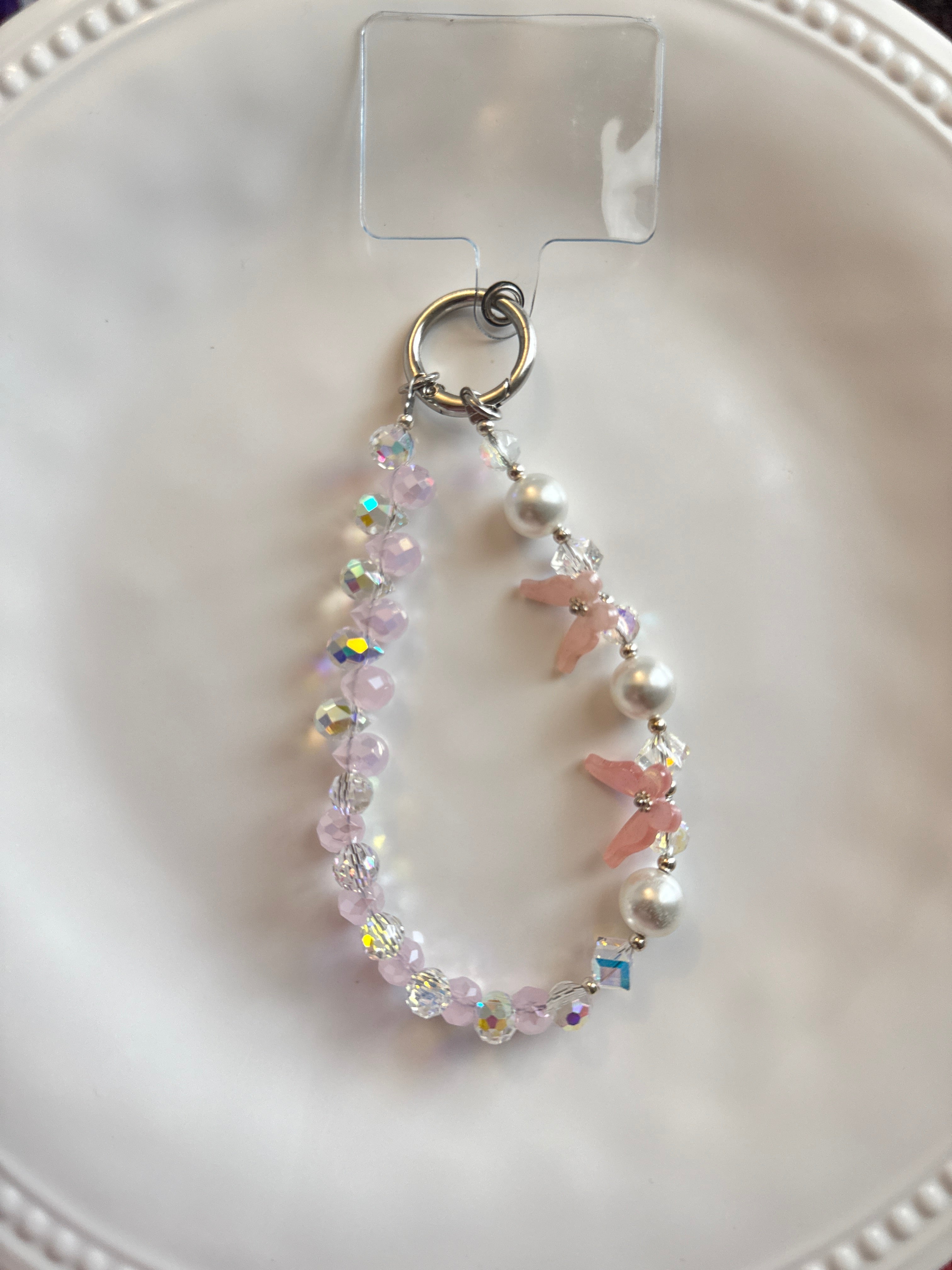 Crystal Pink Butterfly Phone Charm