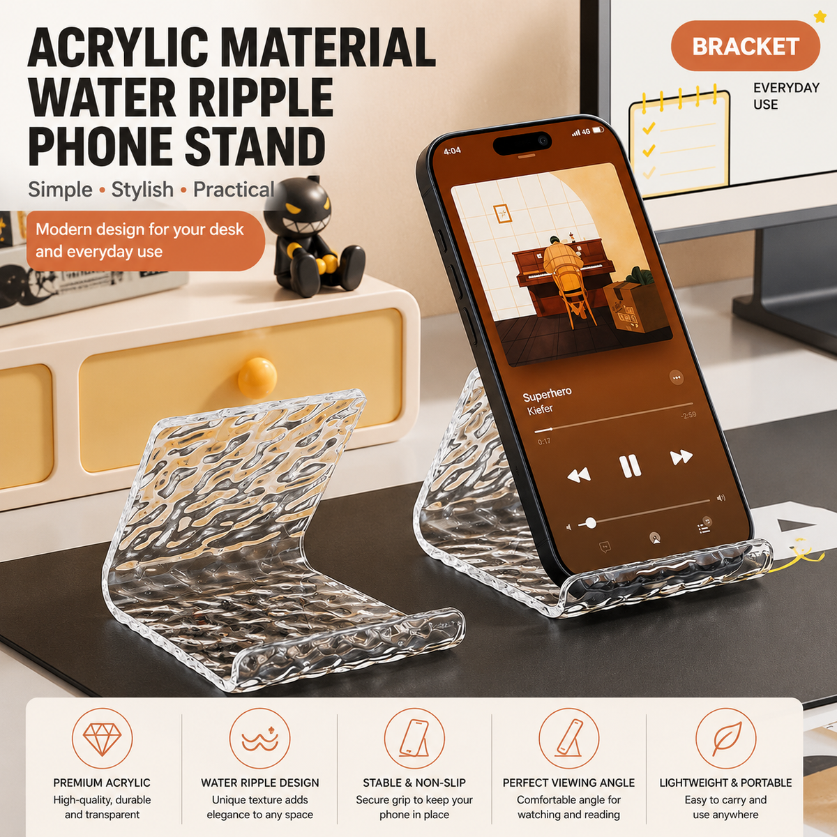 Ice Crystal Acrylic Phone Stand