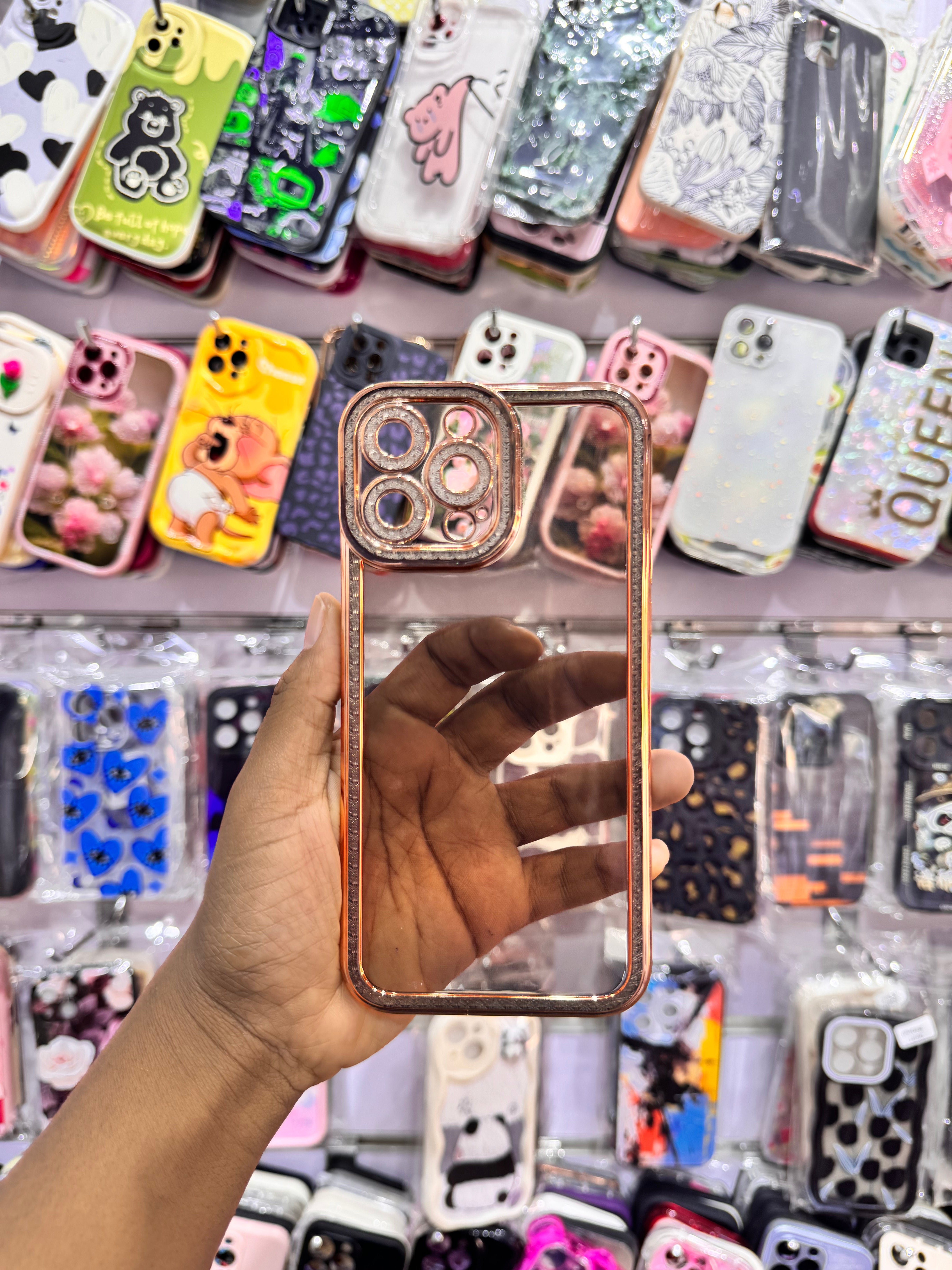 Gold Edge Stone Transparent Case For IPhones