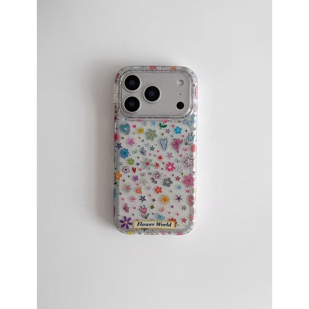 Glitter Colorful Flower Print Case