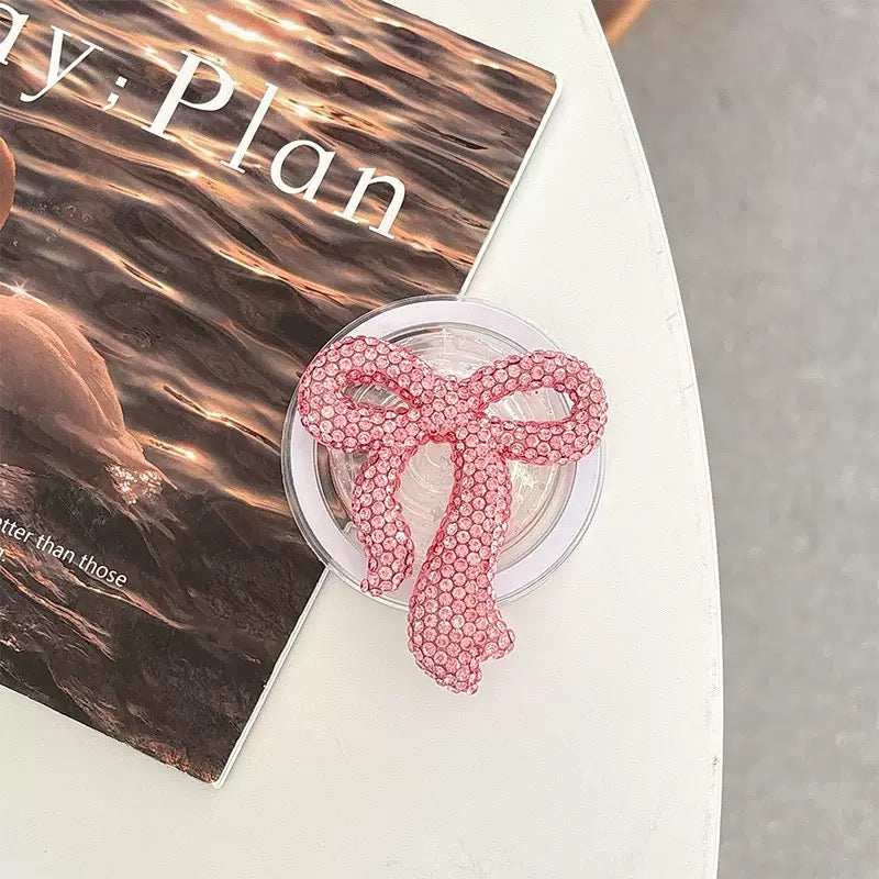Pink Rhinestone Bow Phone Stand