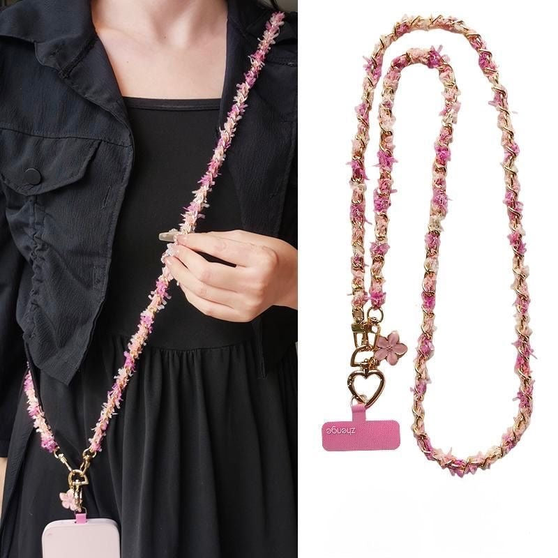 Blush Tweed Phone Lanyard.