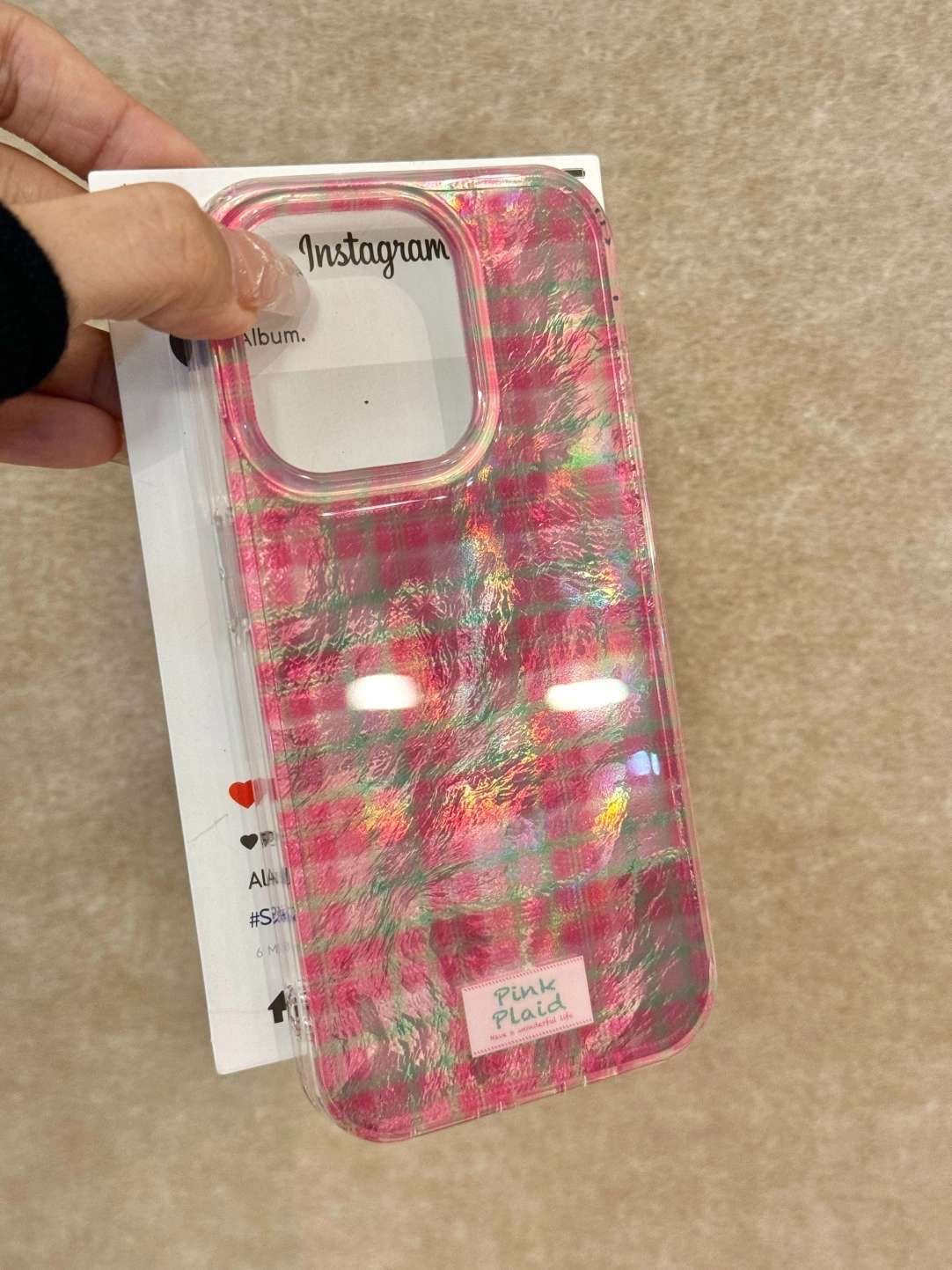 Pink grid pattern case for iPhones