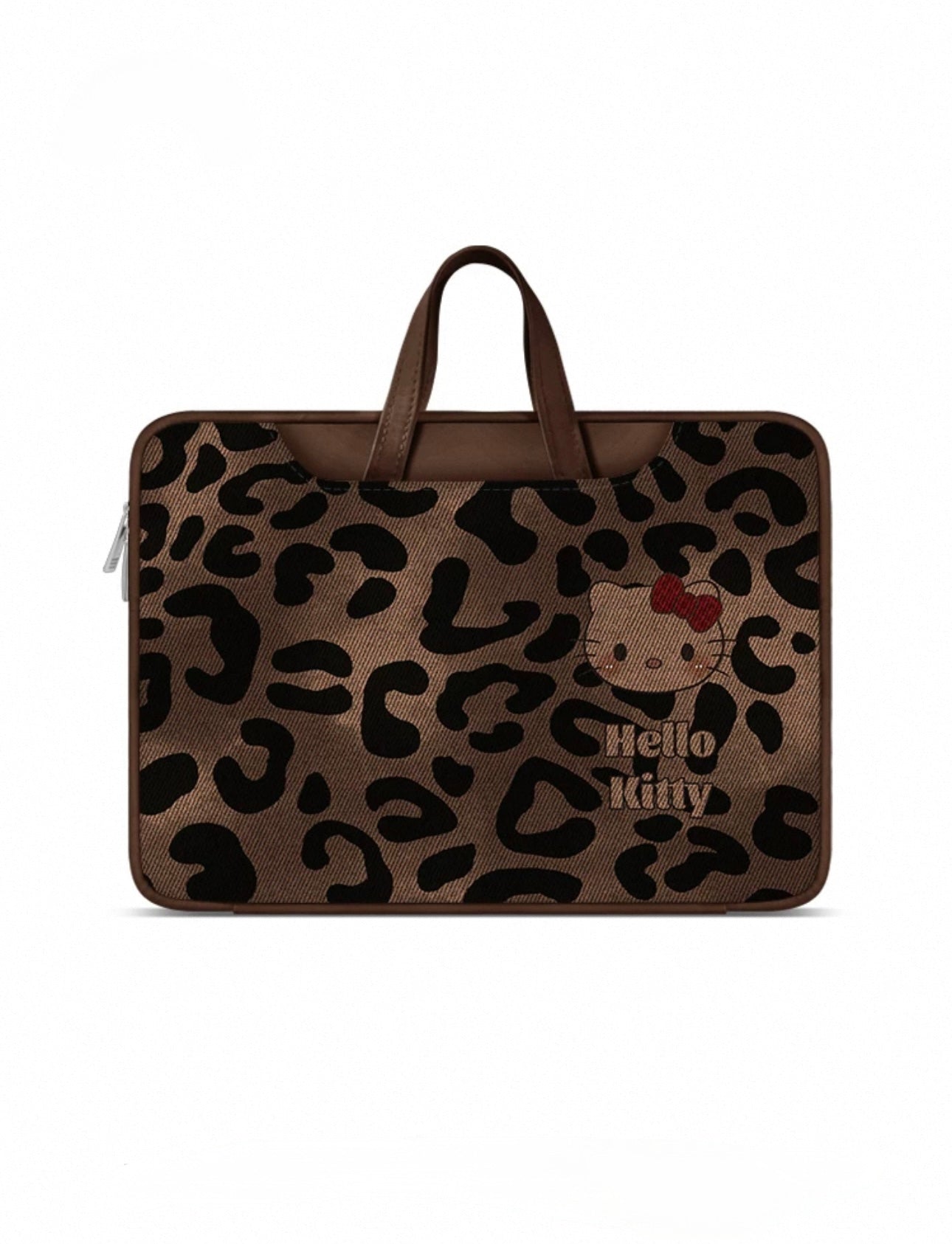 Leopard print Hello laptop sleeve