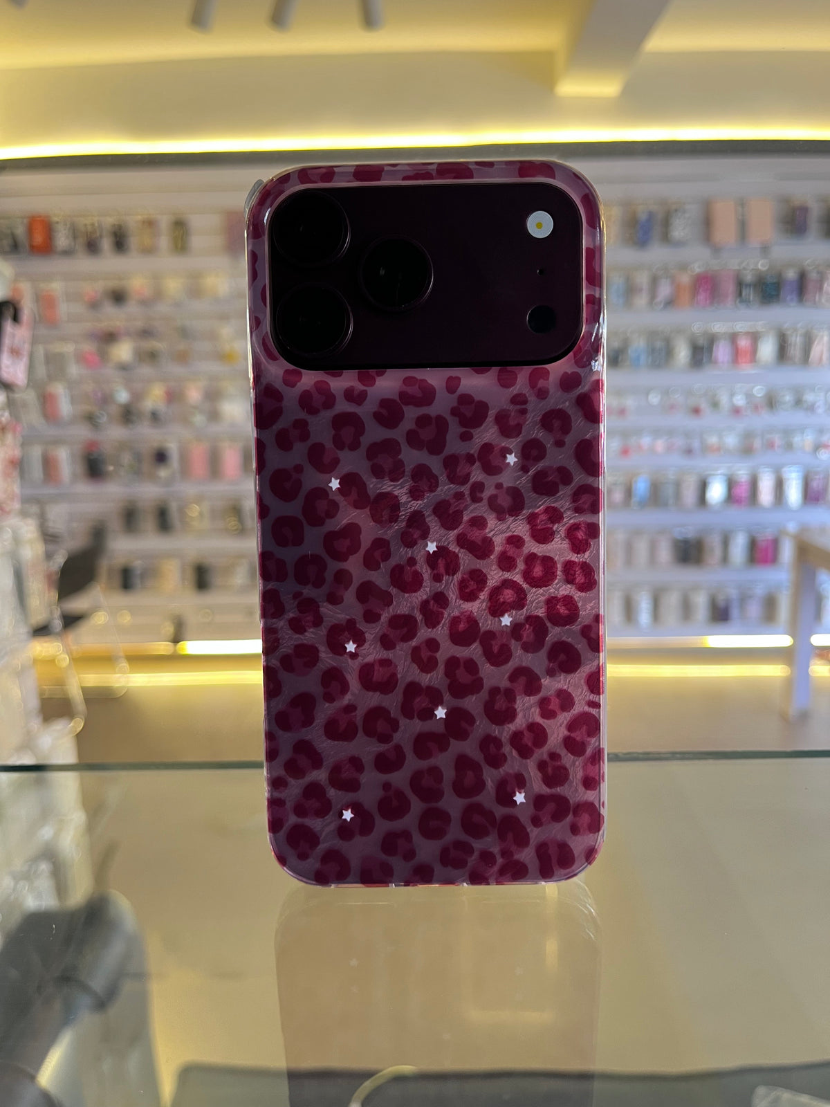 Wine Red Leopard Print Case For iPhones