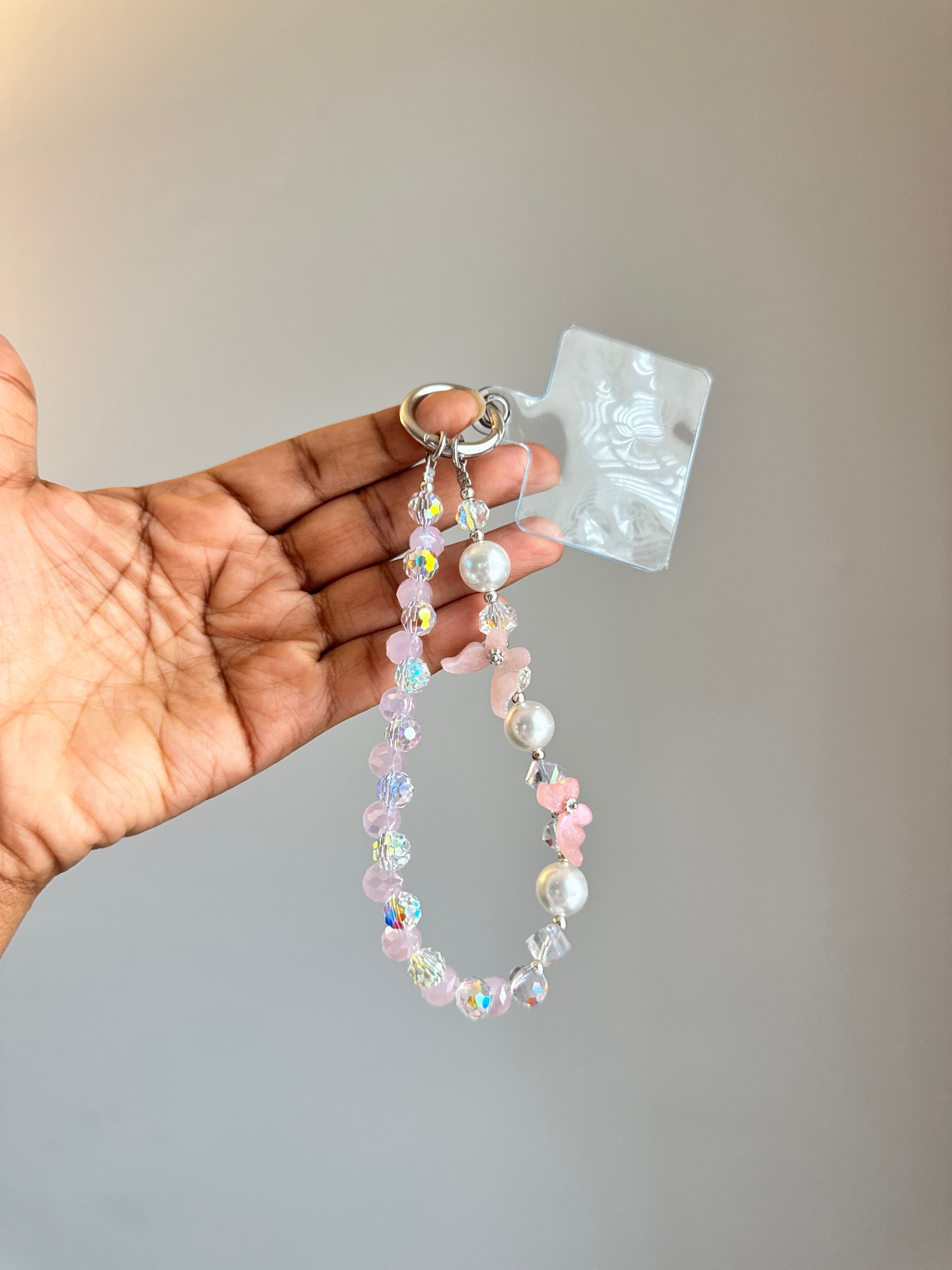 Crystal Pink Butterfly Phone Charm