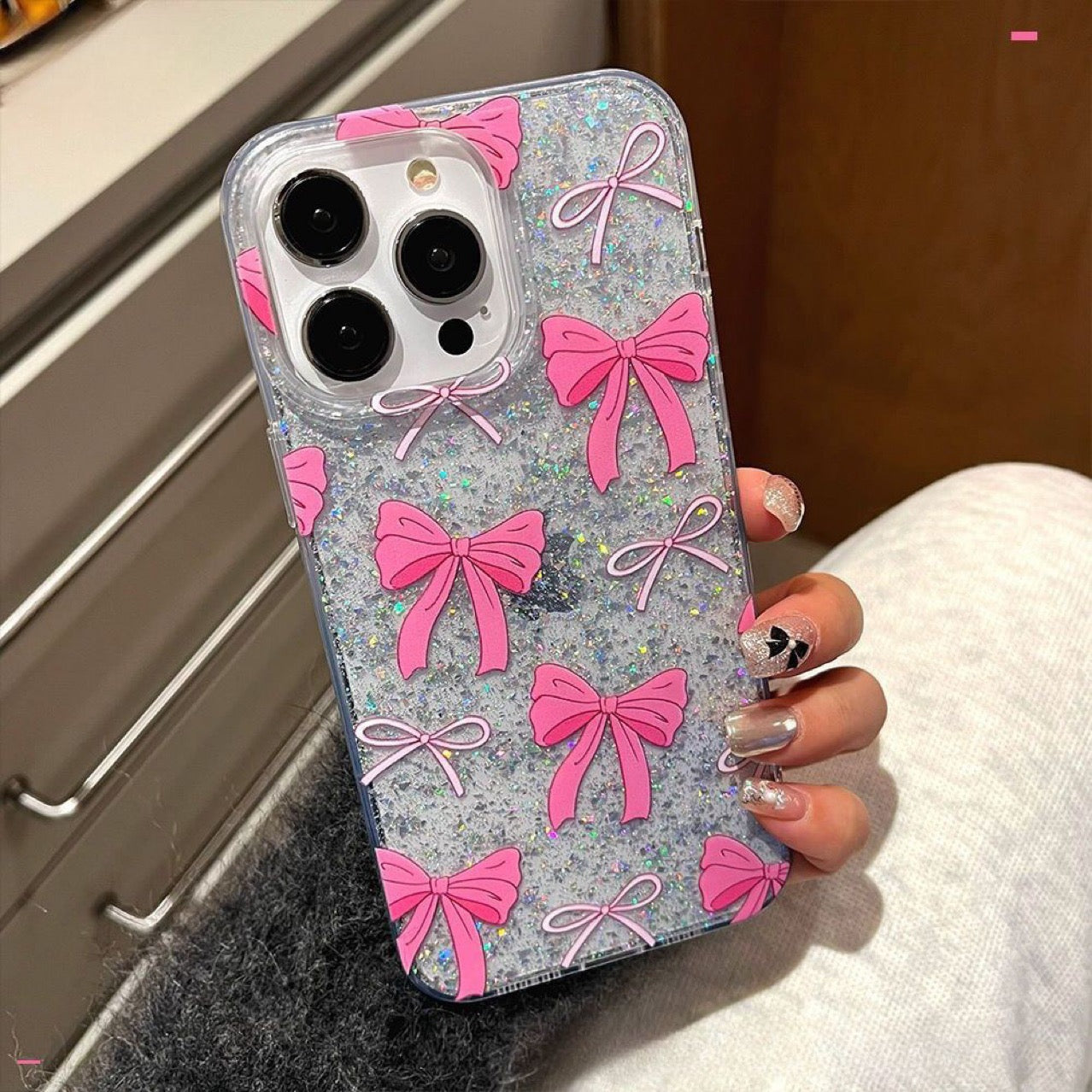Pink Bow Glitter iPhone Case