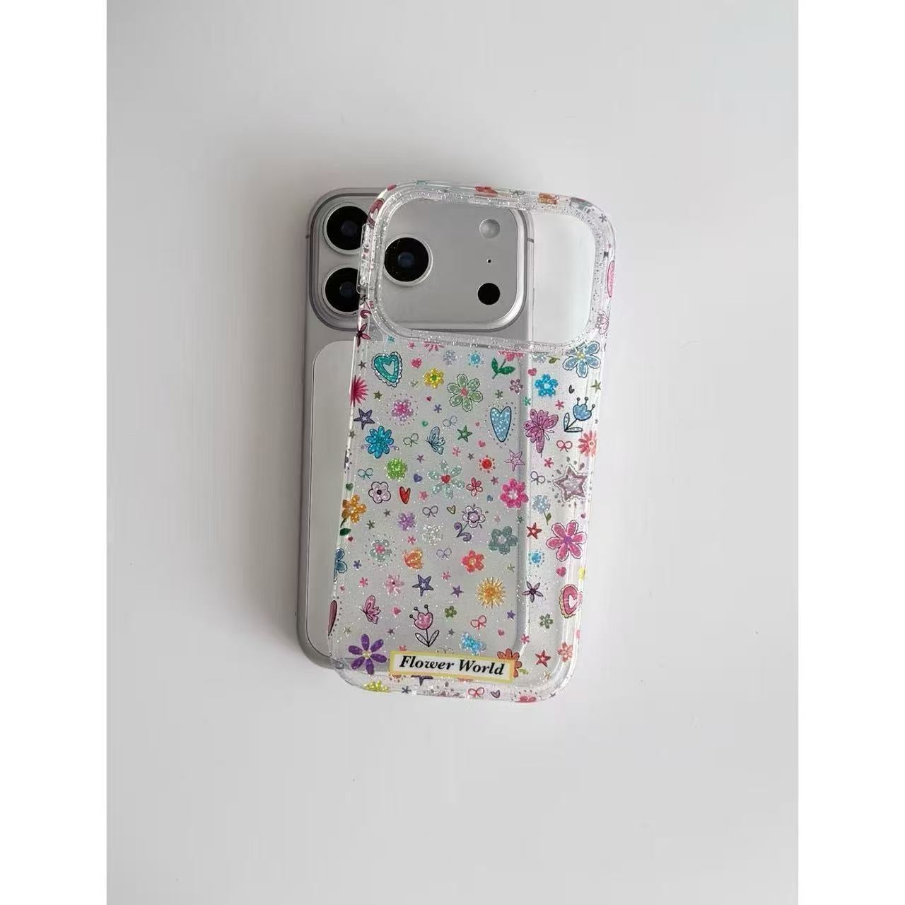 Glitter Colorful Flower Print Case