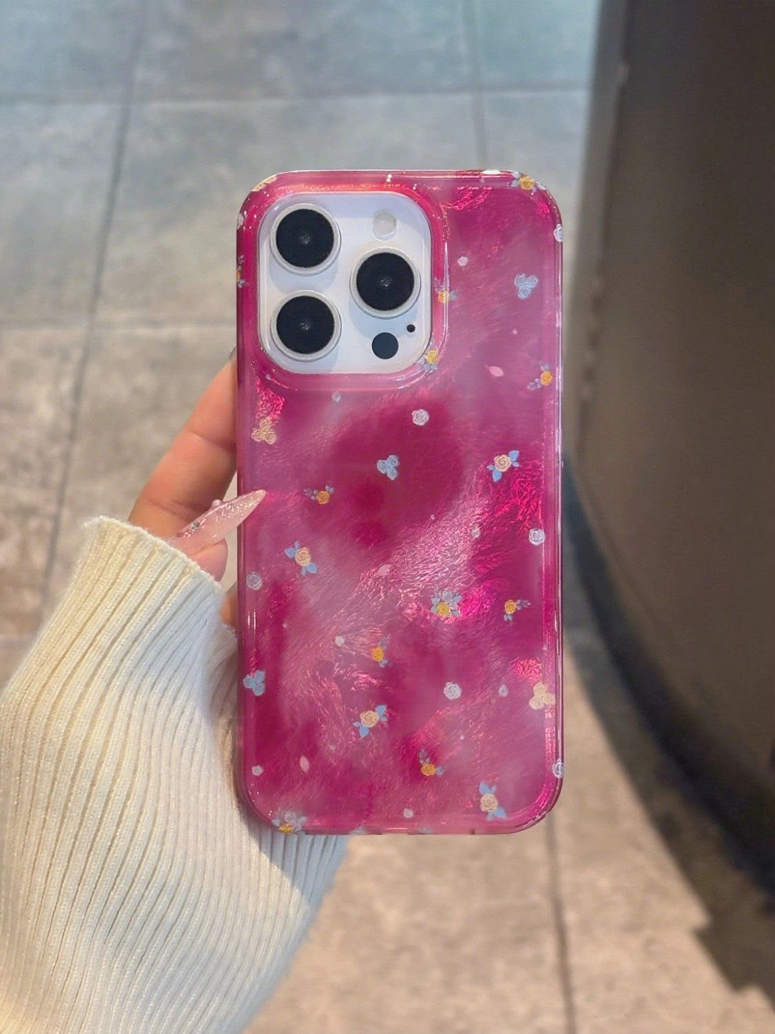 Rose Pink Gradient Floral iPhone Case